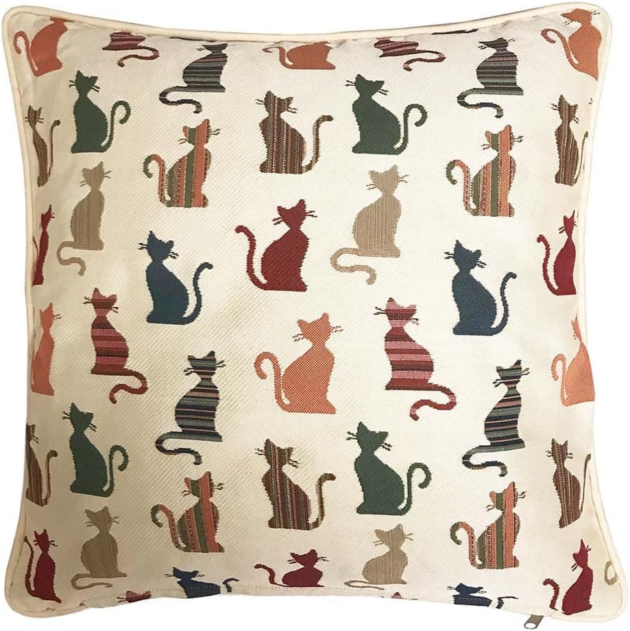 Signare Tapestry Double Sided Square Throw Pillow Cover 18" x 18"/ 45cm x 45cm (No Padding) in Cheeky Cat Design