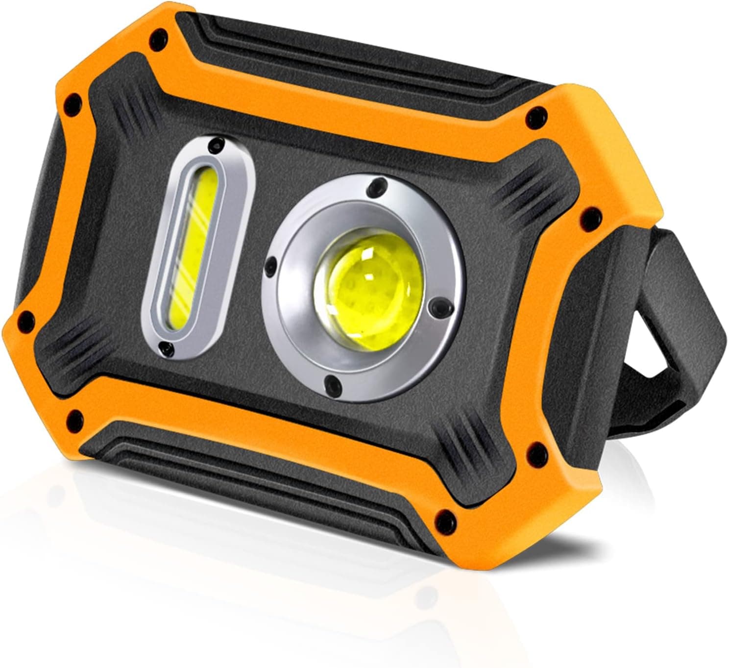 LED Rechargeable Work Light, 1500LM Portable COB Magnetic Lights with 180°Rotatable, IPX4 Waterproof Worklight for Car Repairing, Job Site Lighting, Emergency(Orange)