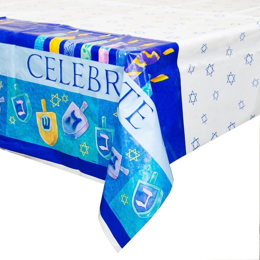 Celebrate Hanukkah Plastic Tablecloth, 84" x 54"