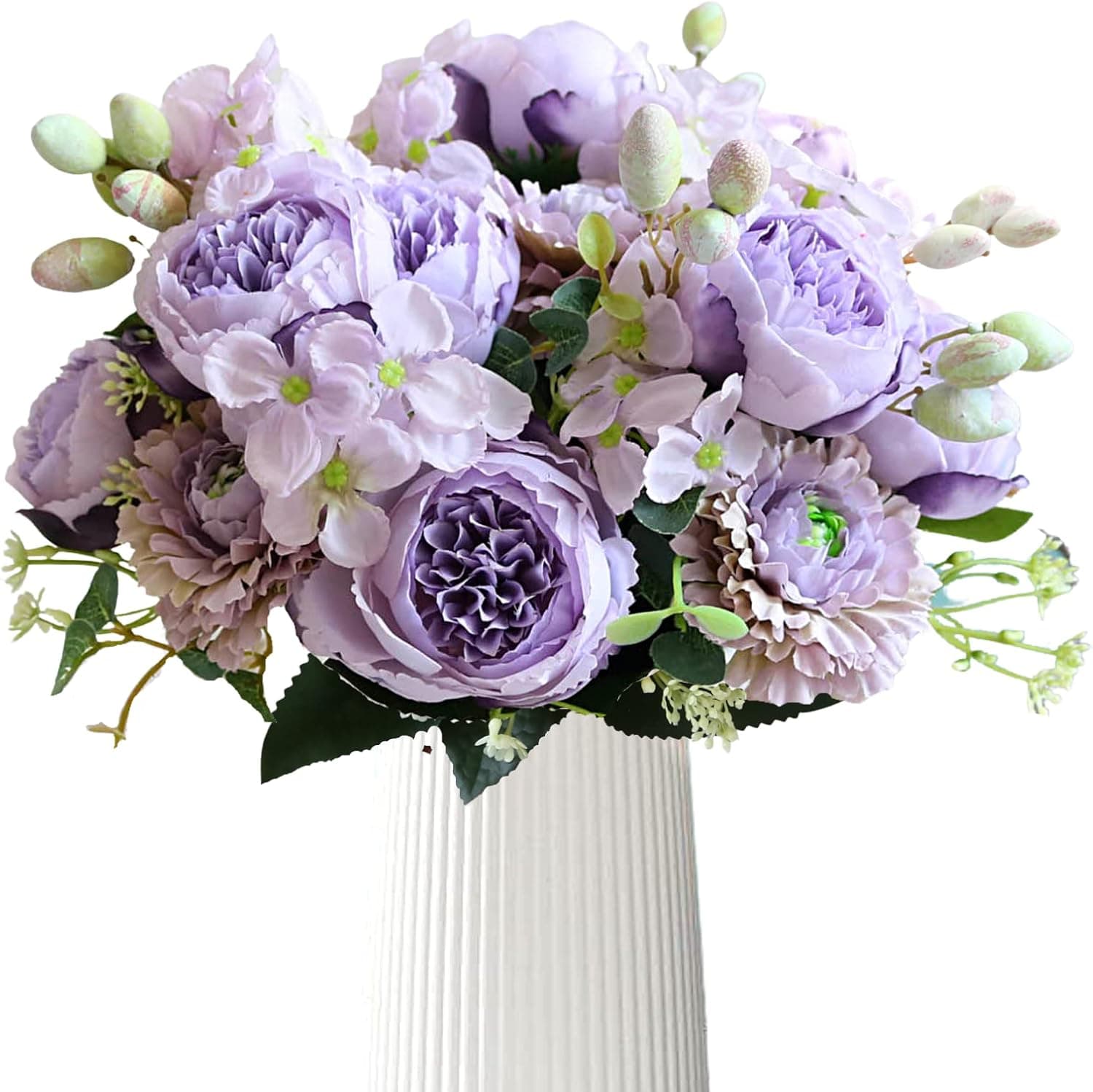 ASTRYAS Artificial Flowers, 2Pcs Fake Peony Silk Peonies Bulk Flower Arrangements Table Centerpieces Wedding Bouquets for Party Home Cemetery Décor