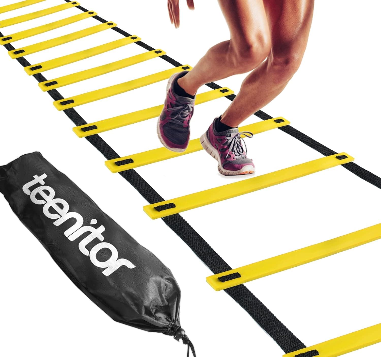 Teenitor 13 Rung Agility Ladder Speed Ladder Training Ladder for Soccer, Speed, Football Fitness Feet Training Carry Bag Agility Training Equipment