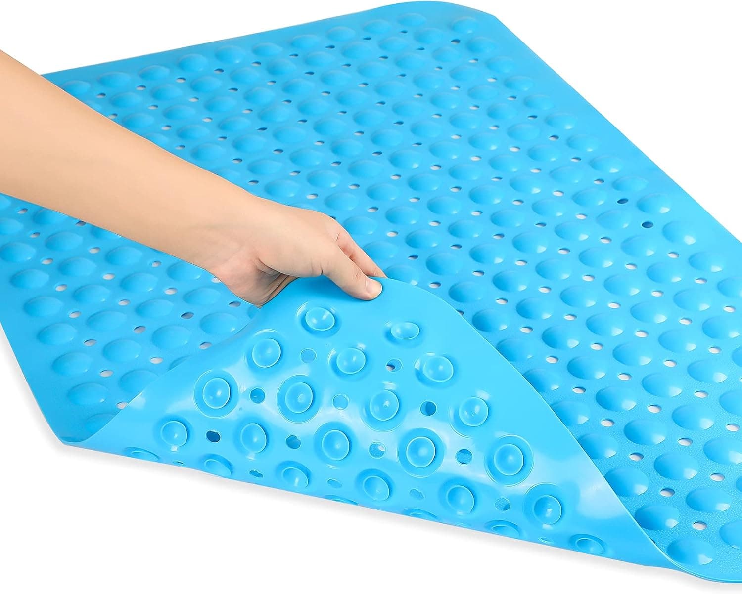 DIPROOF Non-Slip Bathtub and Shower Mat, 23.5 x 35 Inch, Machine Washable, Bathtub Mats with Drain Holes and Suction Cups, for Elderly & Kids Bathroom Tub, Sea Blue
