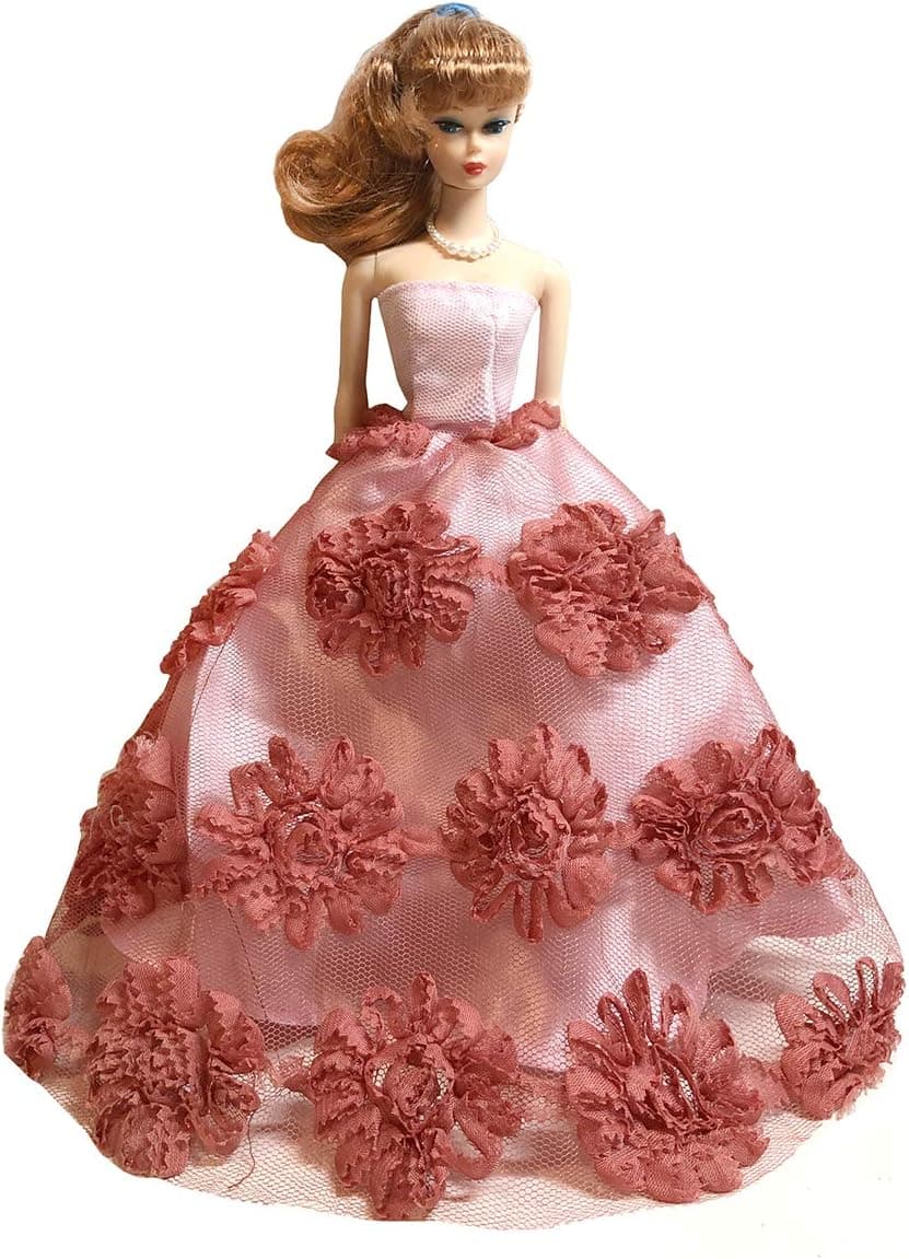 Luckakuck Red Sweetheart Floral Gown Covered with Roses for 11.5 inches Dolls