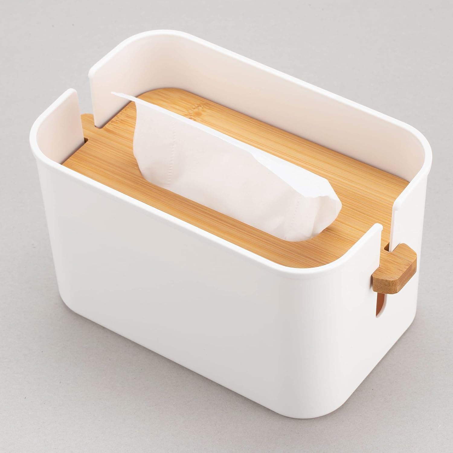 Sycatree Bamboo Matte White Tissue Holder/Dryer Sheets Dispenser Holder Box Cover, Facial Tissue Dispenser Cover. Fit for Small Size Tissue!!!
