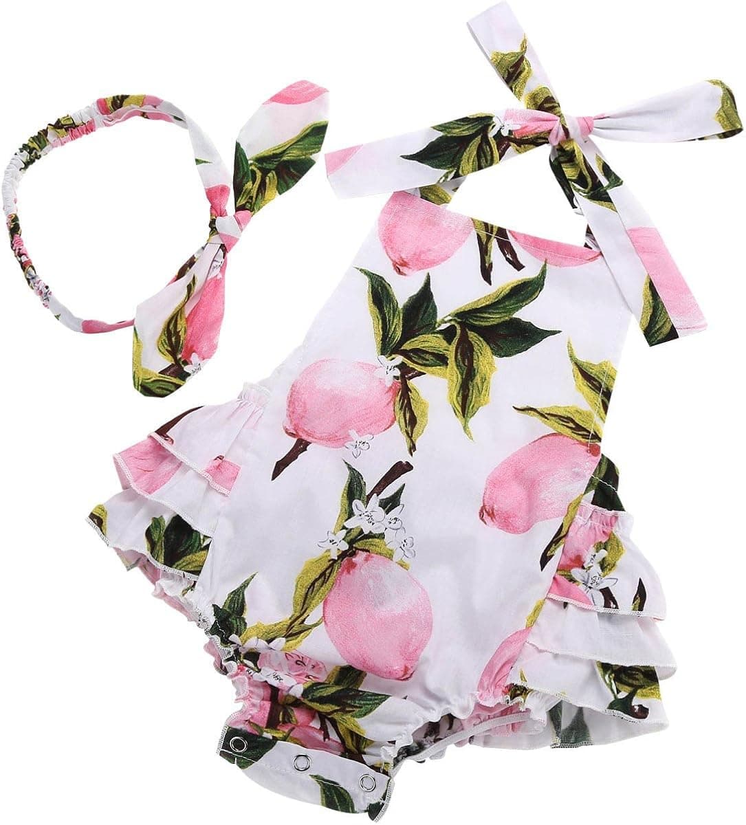 PrinceSasa Baby Girl Pink Lemon Romper Gifts Summer Fashion Clothes,pink5,0-6 Months(Size S)