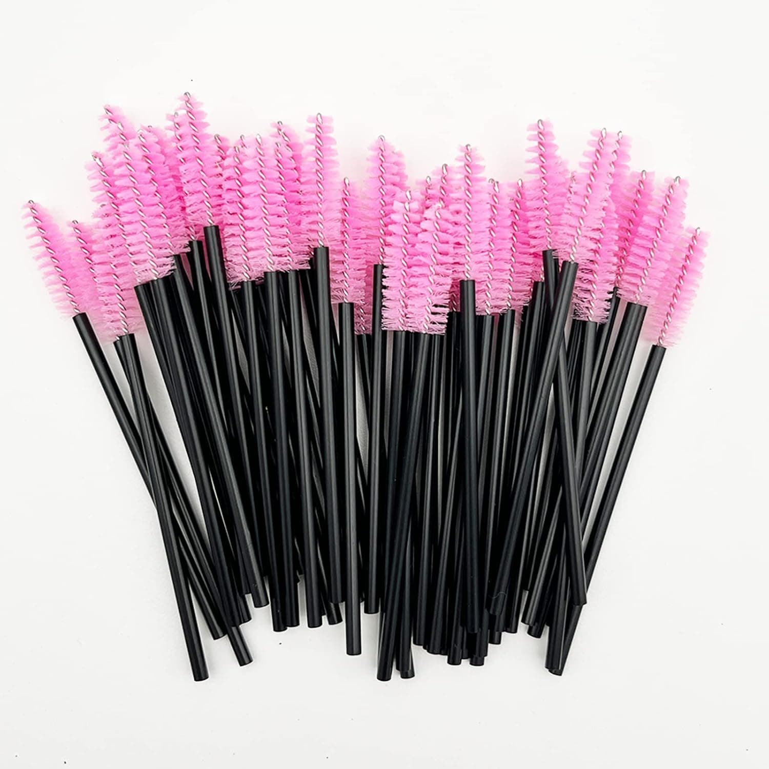 JIANYI 50 Pcs Disposable Eyelash Brushes, Eye Lash Brush, Mascara Wands, Spoolies for Eyelash Extensions, Spoolie Eyebrow Eyeshadow Brow Makeup Supplies Kit Cleansing Glitter Applicator Tool - 50 Pack