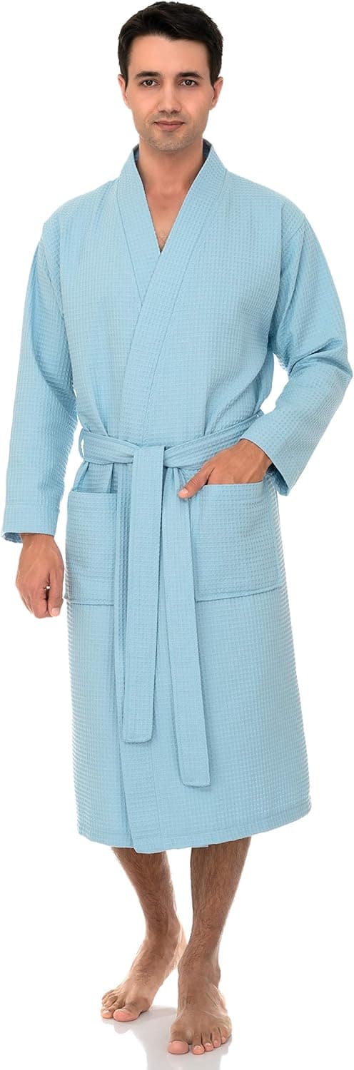 TowelSelections Men's Waffle Bathrobe 100% Cotton Soft Spa Kimono Bath Robe