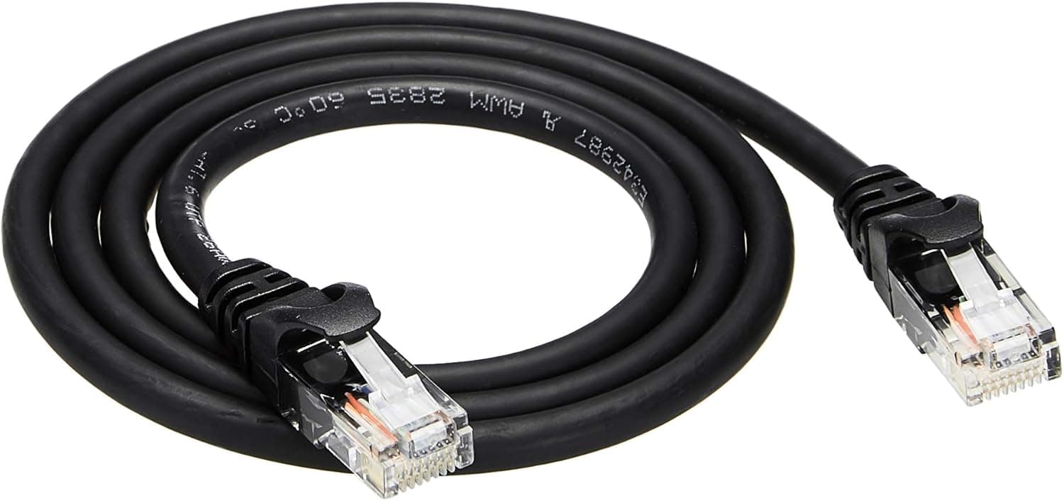 Amazon Basics Snagless RJ45 Cat-6 Ethernet Patch Internet Cable - 3-Foot, Black, 5-Pack