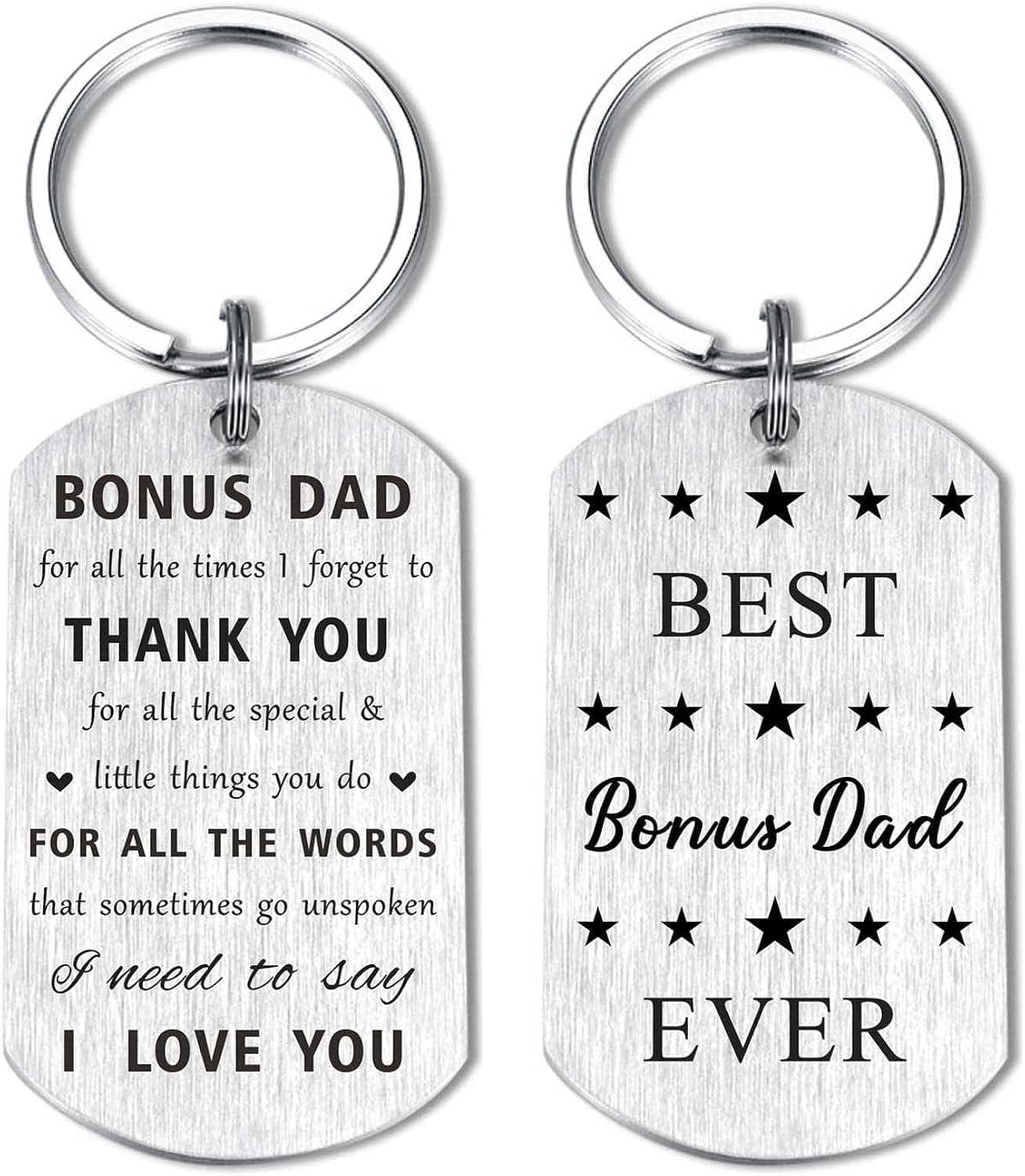 Resdink Bonus Dad Keychain Gifts, Step Dad Stepfather Appreciation Gift, Thank You Stepdad Present for Men, Father's Day Birthday Gift from Daughter Son