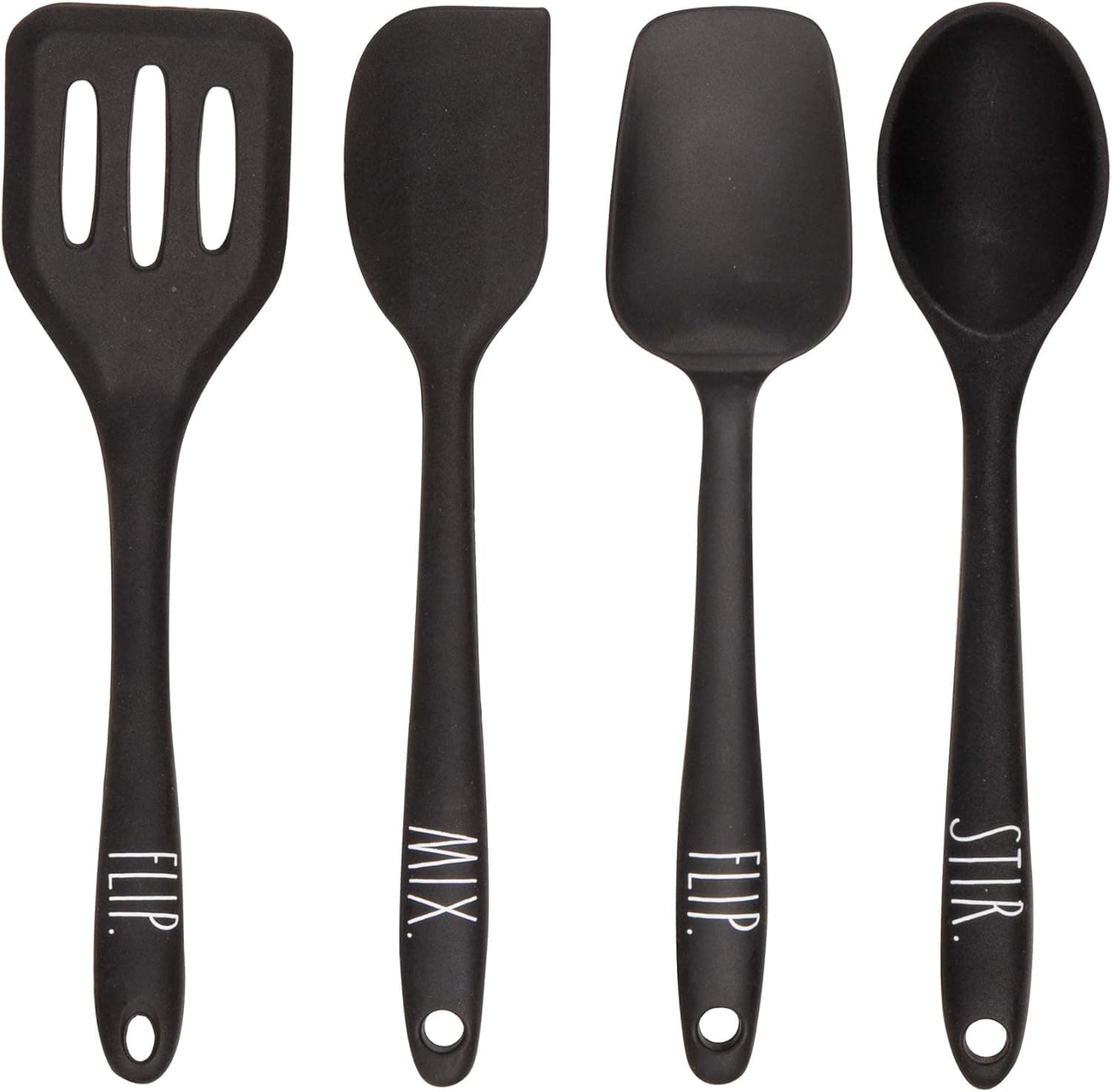 Everyday Collection 4 Piece Mini Kitchen Utensil Set- Silicone Kitchen Tools with Spatulas and Spoons (Black)
