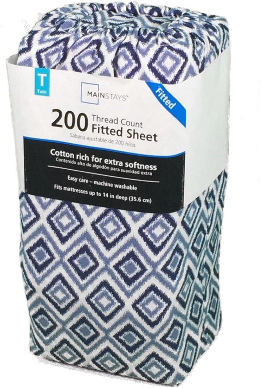 200 Thread Count Fitted Bed Sheet - Twin - Ikat Diamond