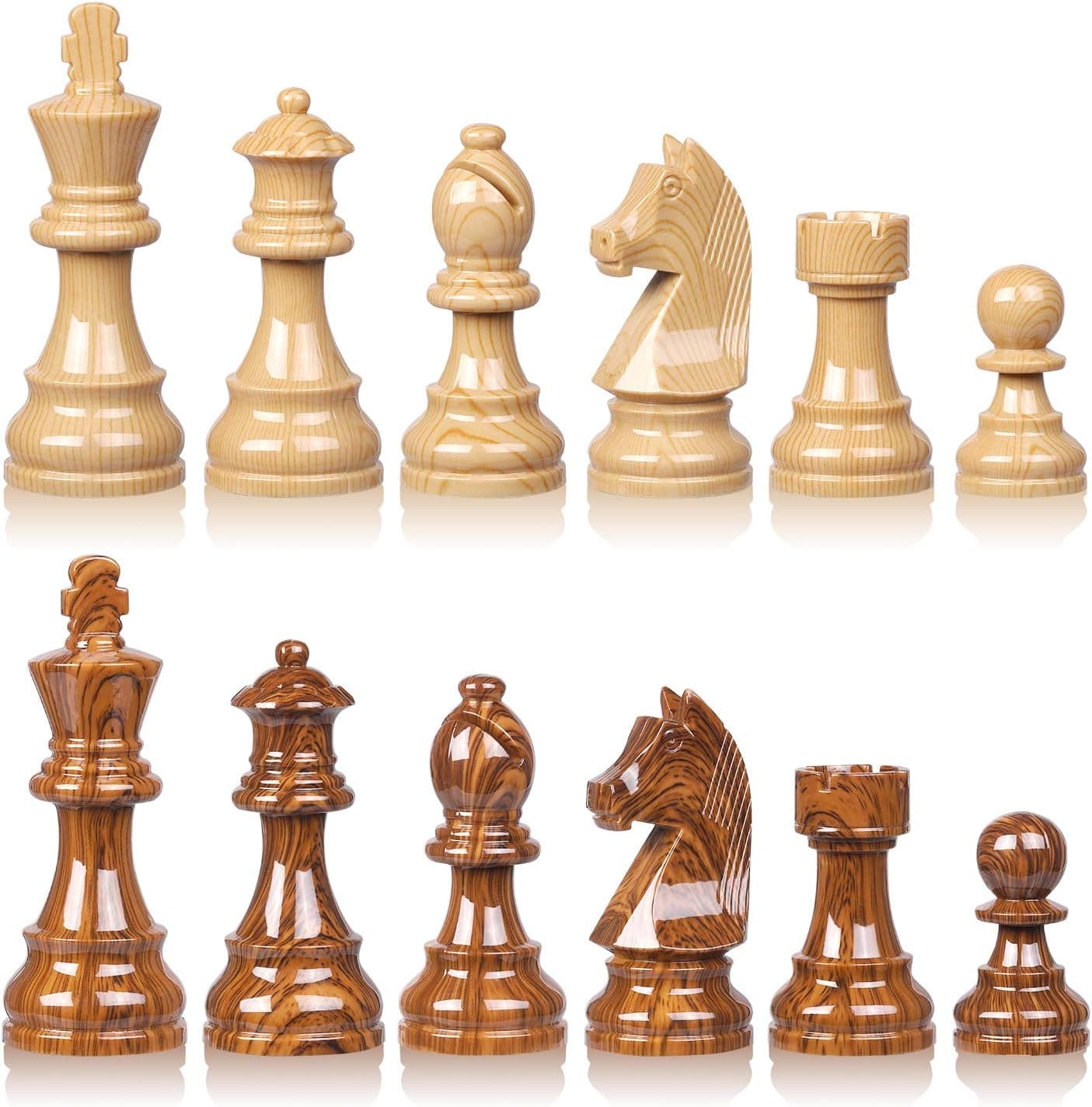 Once ZY Time High Polymer Weighted Chess Pieces 3.75 Inch King Figures Chess Games Standard Competition Chess Pieces with Extra 2 Queens and 2 Storage Bag (Only Chess Pieces,Without Chess Board)