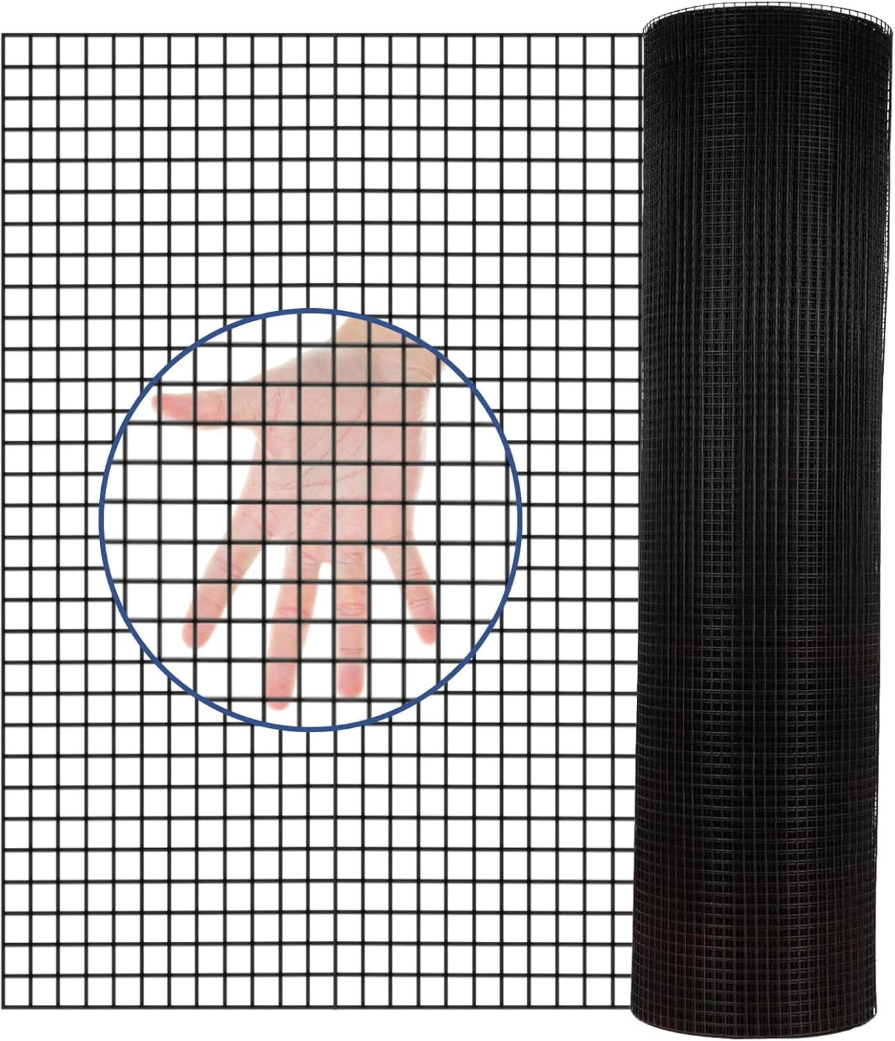 36'' x 50' 1inch Hardware Cloth 16 Gauge Black Vinyl Coated Welded Fence Mesh for Home and Garden Fence and Home Improvement Project