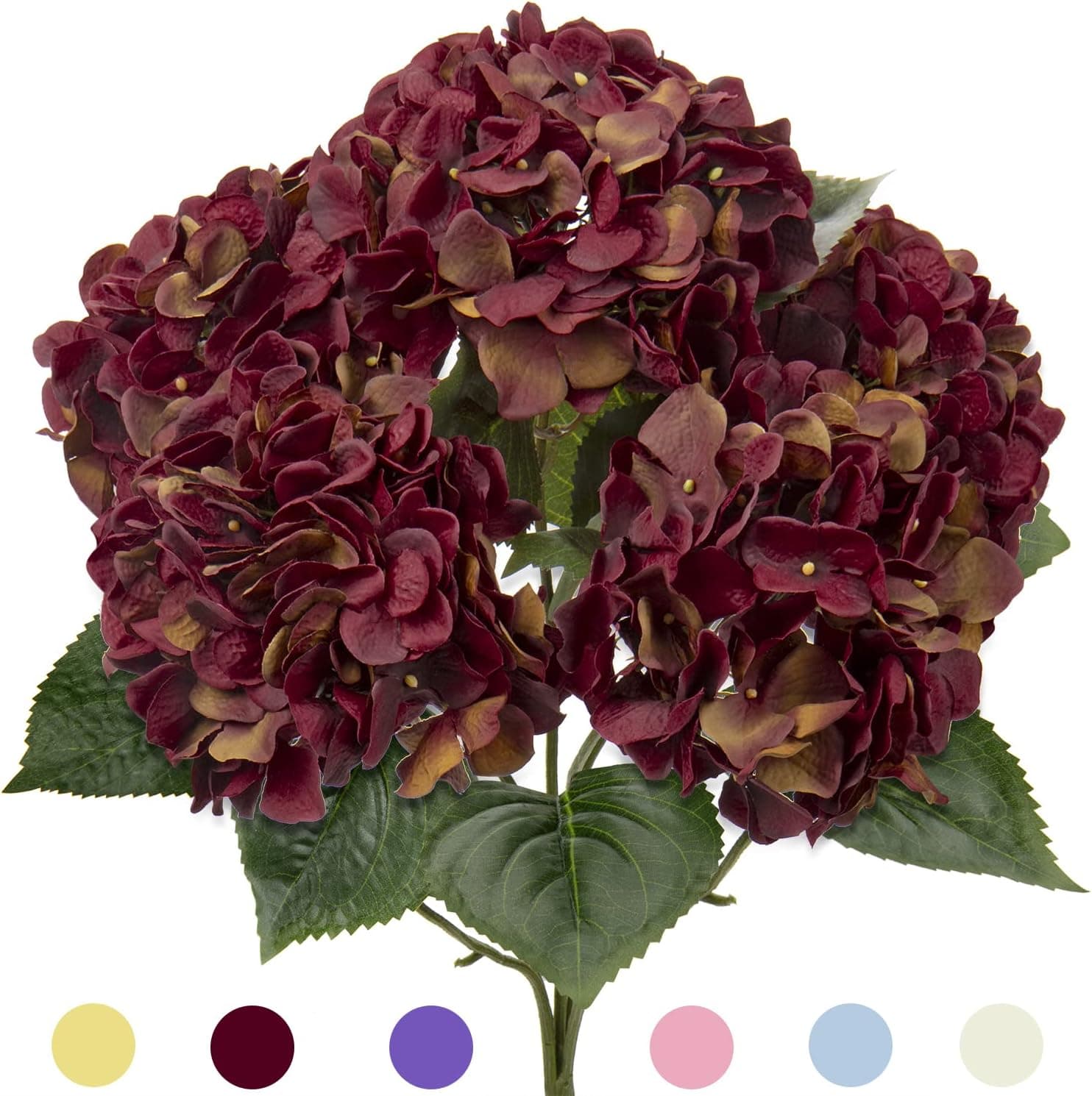 Red Hydrangea Artificial Flowers Large Artificial Hydrangeas Silk Flowers for Home Decor Indoor Wedding Flowers Bouquets Faux Flowers Kitchen Centerpiece Table Decorations