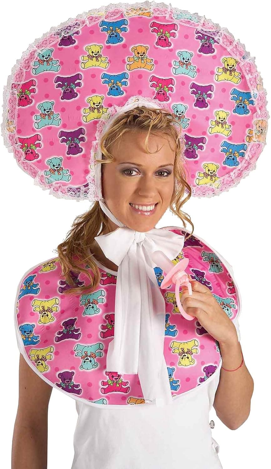 Forum Novelties Big Baby Deluxe Costume Accessory Bib and Bonnet Set, One Size