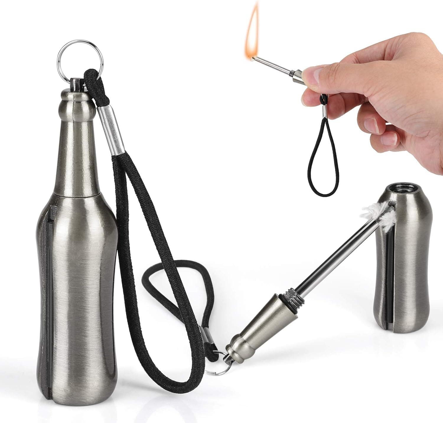 MA STRAP Permanent Match Lighter, Pack of 2 Reusable Camping Flint Fire Starter for Campfires, Fireplace, Kids, Keychaine Lighter, Forever Mnetal Matches Lighter
