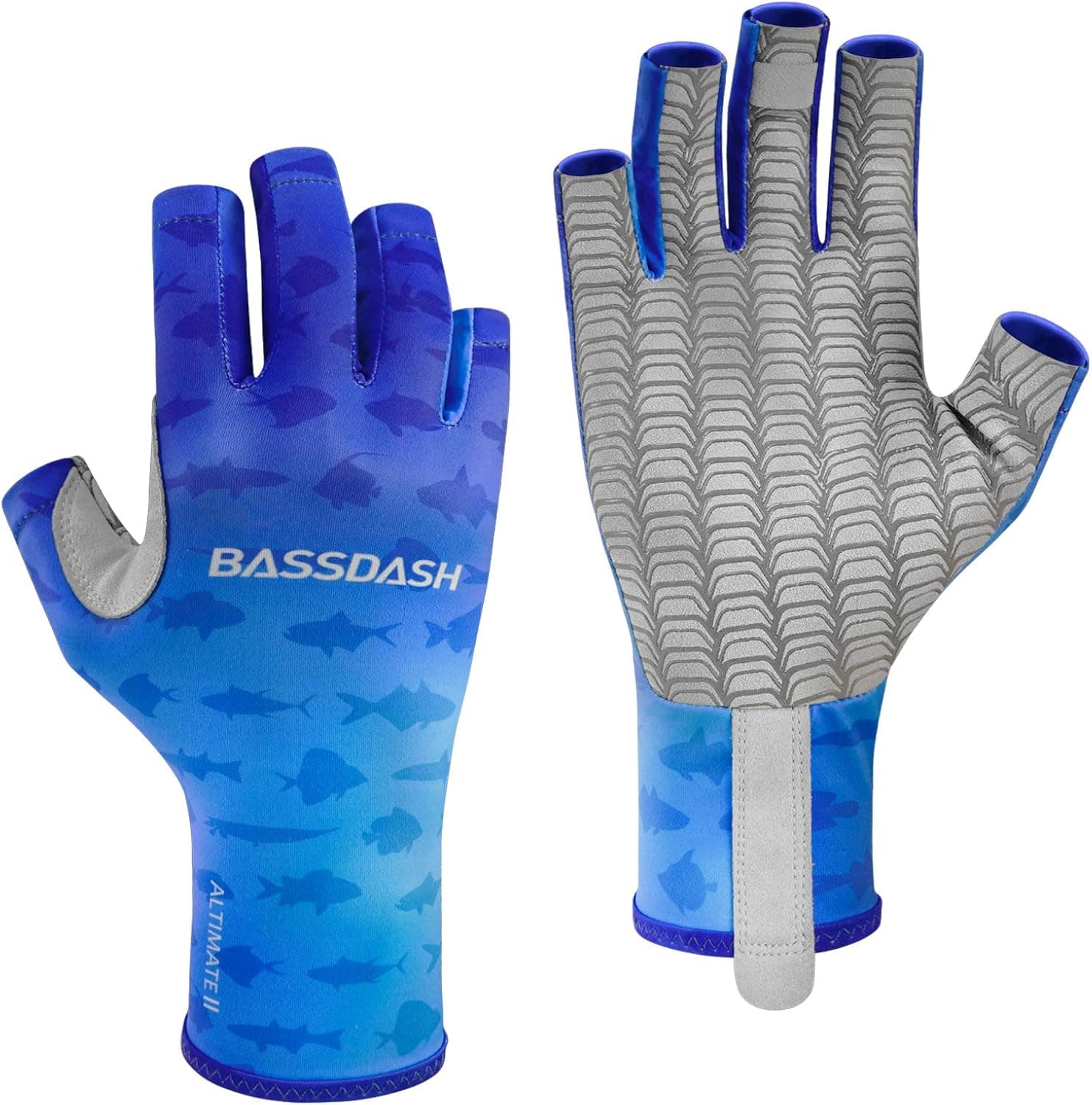 BASSDASH Altimate II UPF 50+ Performance Fishing Gloves Men’s Women’s Breathable Quick Dry Sun Protection Fingerless Gloves with Gripping Palm