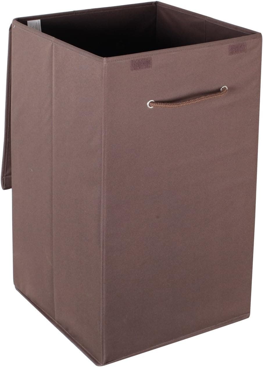 StorageManiac Foldable Square Handy Laundry Hamper, Durable Laundry Hamper Sorter with Lid, Brown