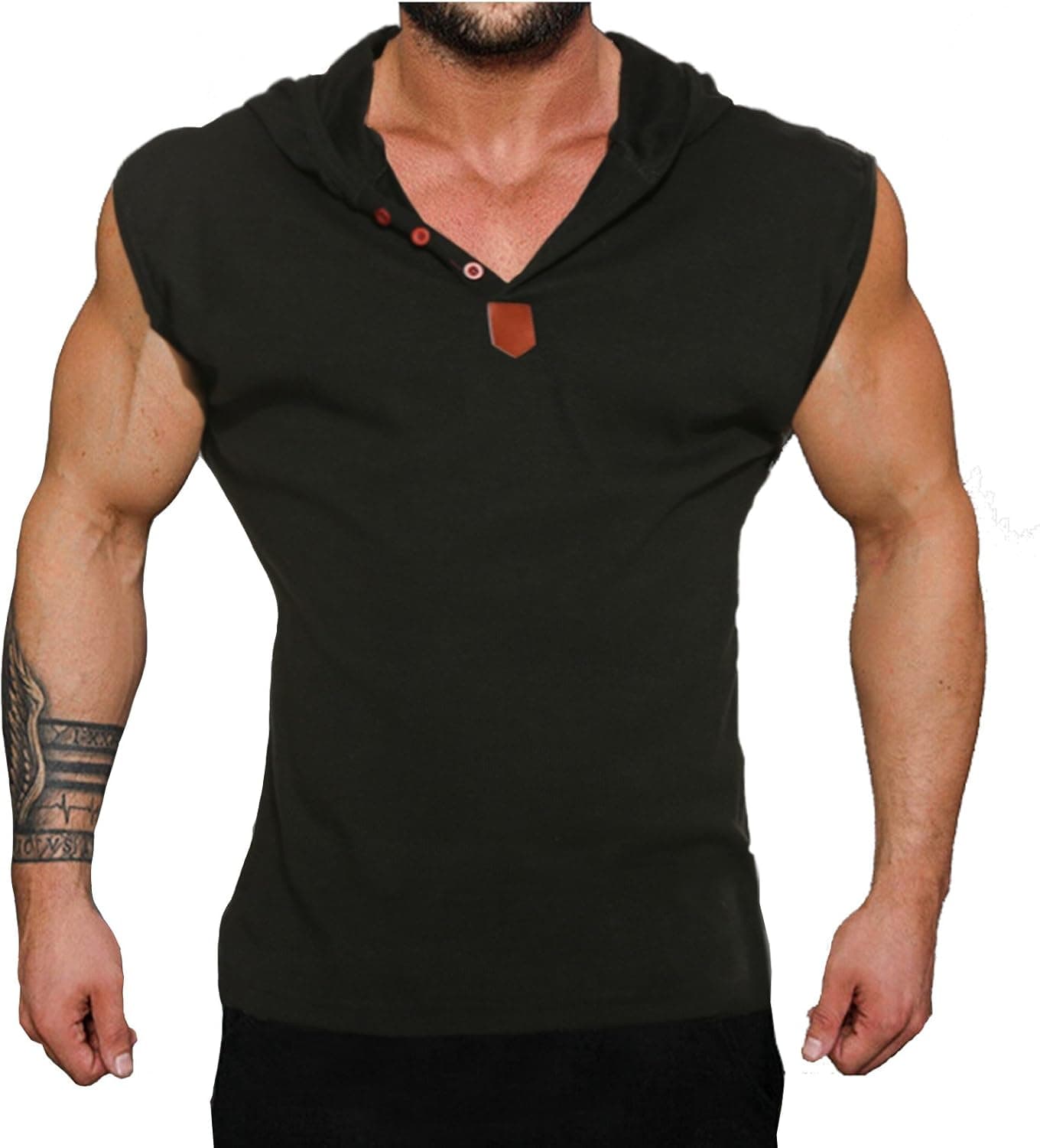 JINIDU Mens Tank Tops Workout Hooded Bodybuilding Sleeveless Gym Muscle Shirt