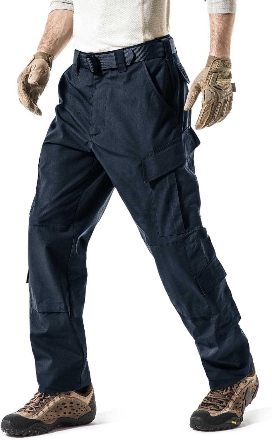 CQR CLSX Men's Tactical Pants, Military Combat BDU/ACU Cargo Pants, Water Resistant Ripstop Work Pants, Hiking Outdoor Apparel, Inspired Assault Cargo Pants Navy, Medium Short
