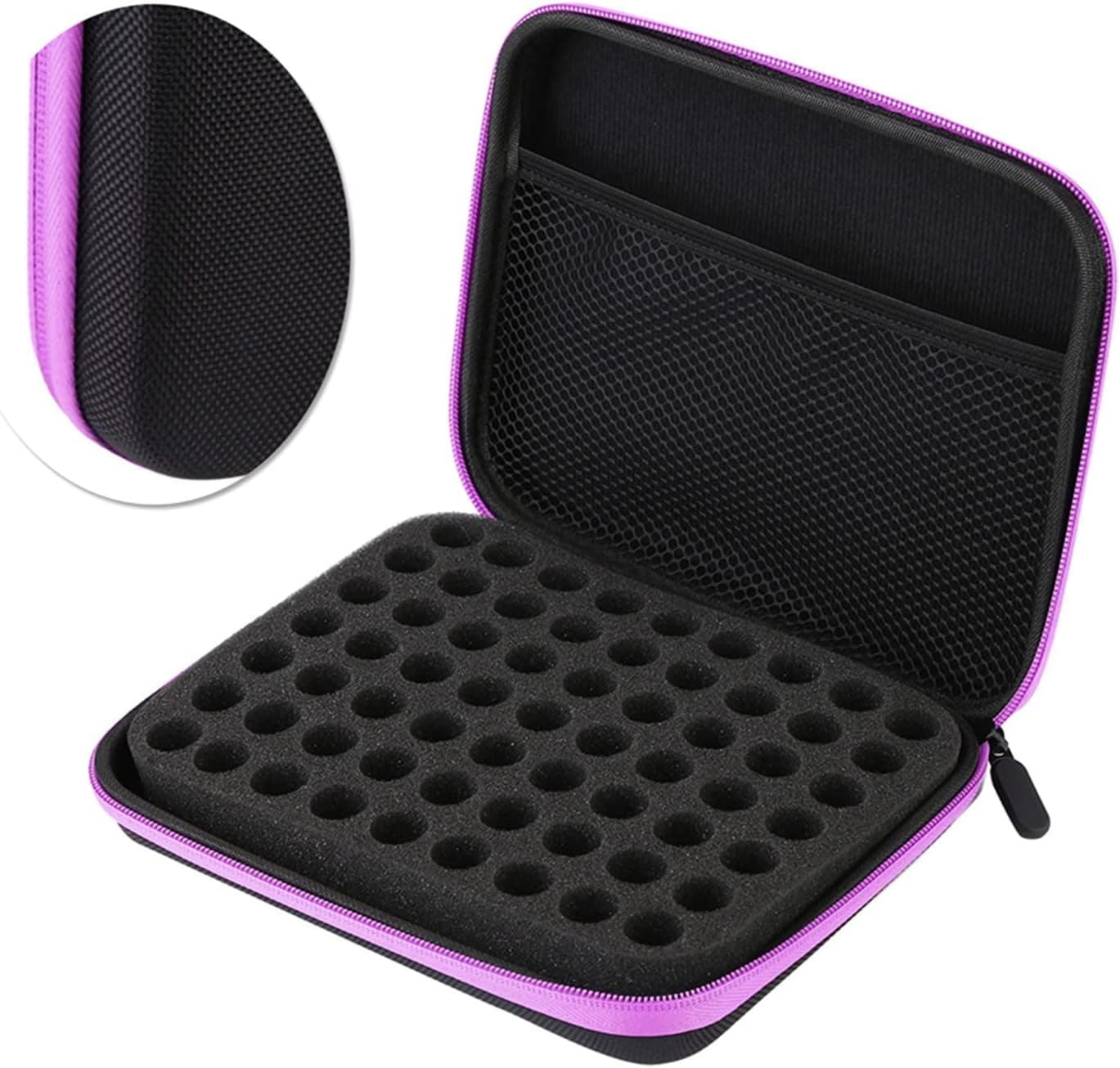 Homepatche 63 Slots Essential Oil Bag,1-3ml Travel Size Essential Oils Bag Organizer,Aromatherapy Box Organizer,Travel Bag for Essential Oil(Purple)
