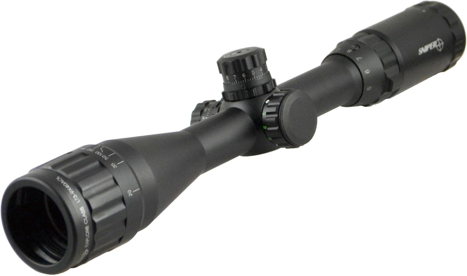 SNIPER Rifle Scope 3-9x40, Front AOL, QTA W/E, Side Wheel RGB Ill, Flip-open Lens Caps, Mil-dot