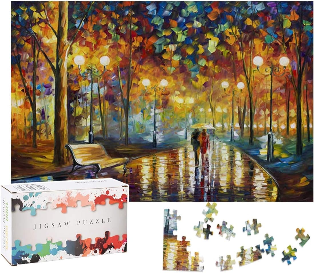 Jigsaw Puzzle 1000 Pieces for Adults, Walking in The Rain Night Adult Children Puzzle Puzzle Intellective Educational Toy