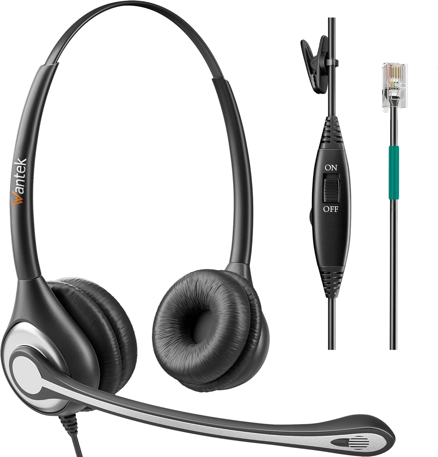 Wantek Corded Telephone Headset Dual w/Noise Canceling Mic Compatible with ShoreTel Plantronics Polycom Zultys Toshiba NEC Aspire Dterm Nortel Norstar Meridian Siemens ROLM Landline Deskphones(F602S2)