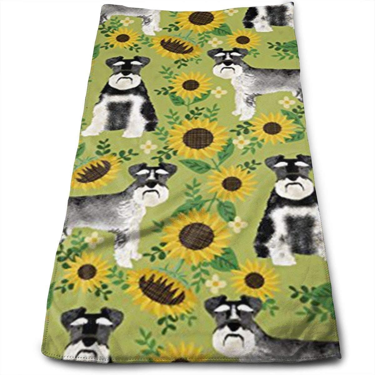Schnauzer Dog and Sunflower Summer Multi-Purpose Microfiber Towel Ultra Compact Super Absorbent and Fast Drying Sports Towel Travel Towel Beach Towel Perfect for Camping, Gym, Swimming.