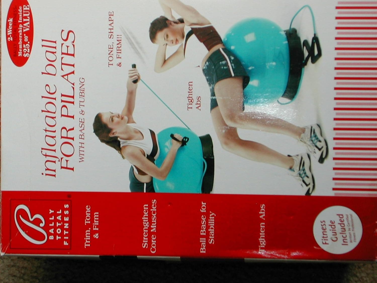 Bally Total Fitness Inflatable Ball with Base and Adjustable Tubing
