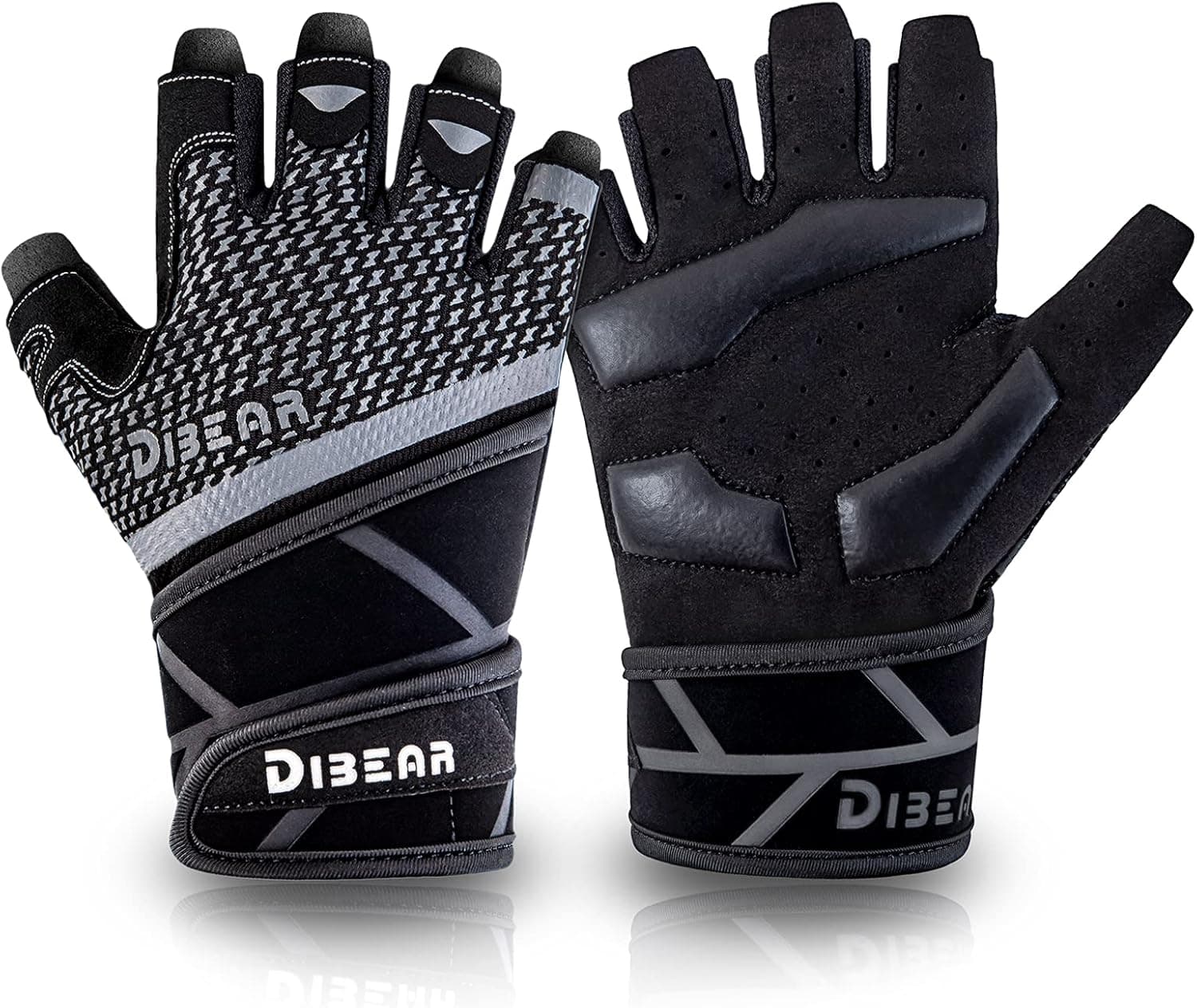 DIBEAR Workout Gloves Weight Lifting Fitness Gloves,Gym Gloves with Wrist Wrap Support for Men Women Full Palm Protection for Weightlifting Training Fitness Exercise Hanging Pull ups…