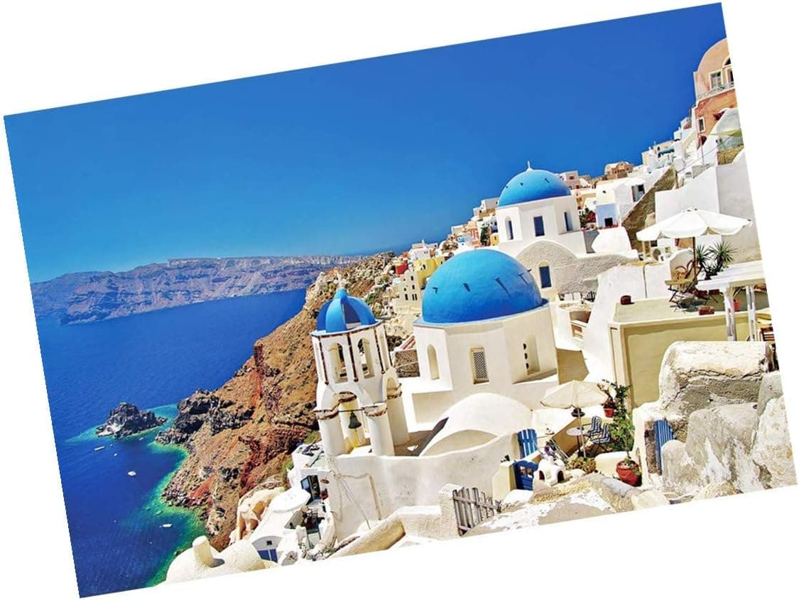 Outeck Jigsaw Puzzles for Adults 1000 Piece Puzzle for Adults Kids Gift, 70x50cm, Europe Santorini Landscape Jigsaw Puzzle