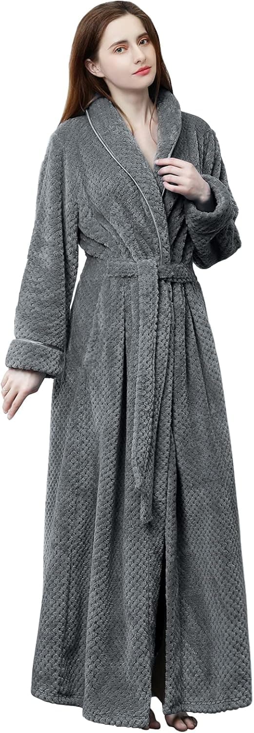 ZAKASA Robes for Women Long Plush Fleece Bathrobe Super Warm Soft for Winter