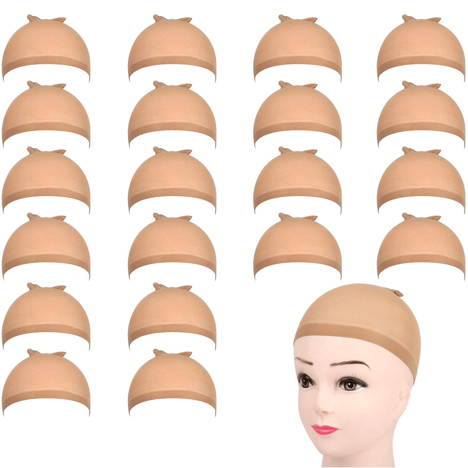 NC Wig Cap 20pcs Wig Caps for Lace Front Wig,Light Brown Bald Cap for Wigs,Stretchy Nylon Wig Caps for Women,Man