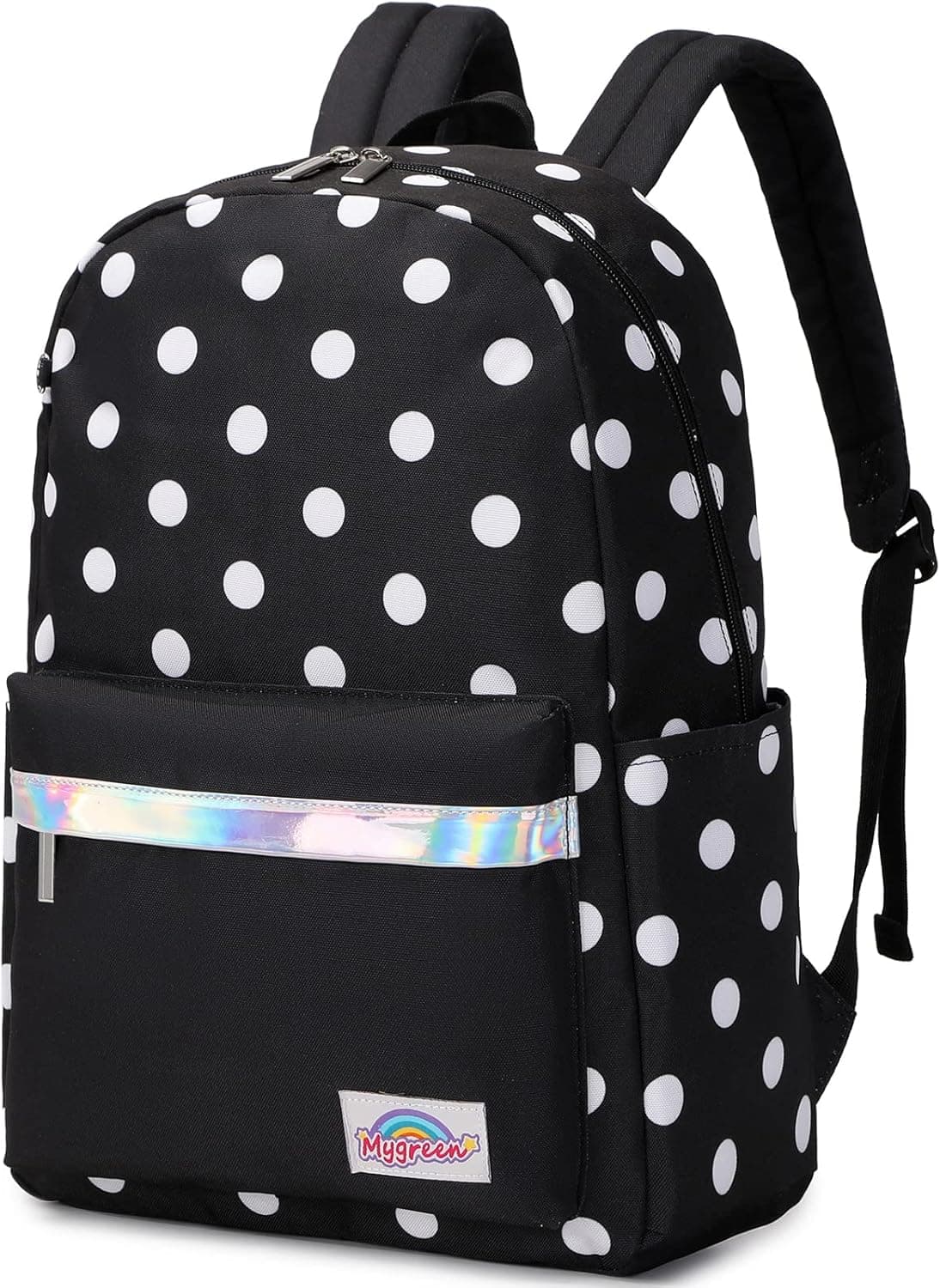 mygreen Kids School Bags for Boys Girls Polka Dot Elementary School Backpacks Kindergarten Bookbags Lightweight Durable Black
