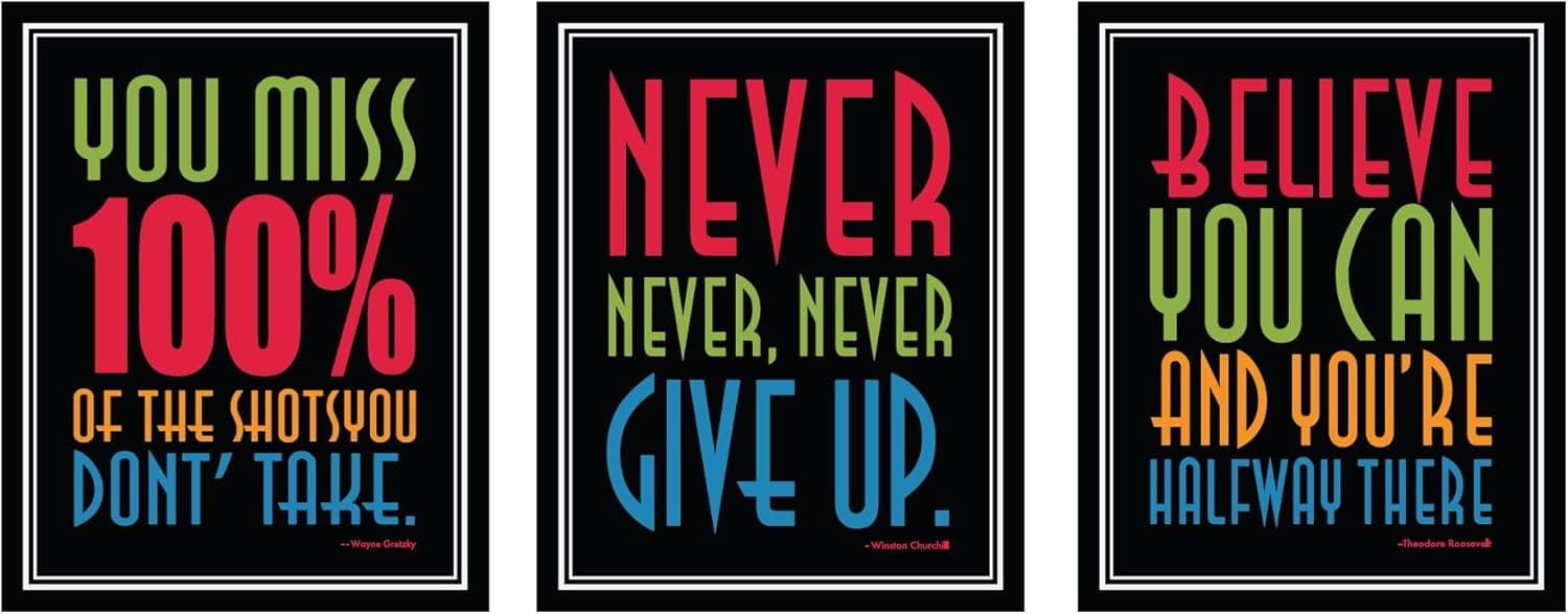 MP Printing Set of 3 8 X 10 inch Motivational/Inspirational Quotes Wall Art Colores Posters