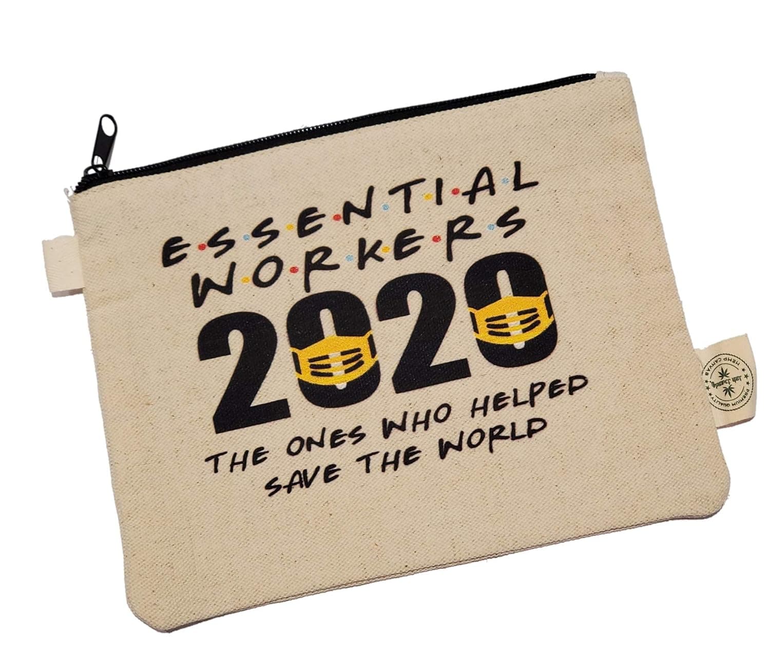 Ink Trendz Essential Workers 2020 Makeup Bag, Pencil Pouch Hemp Canvas Zipper Pouch 7" x 9"