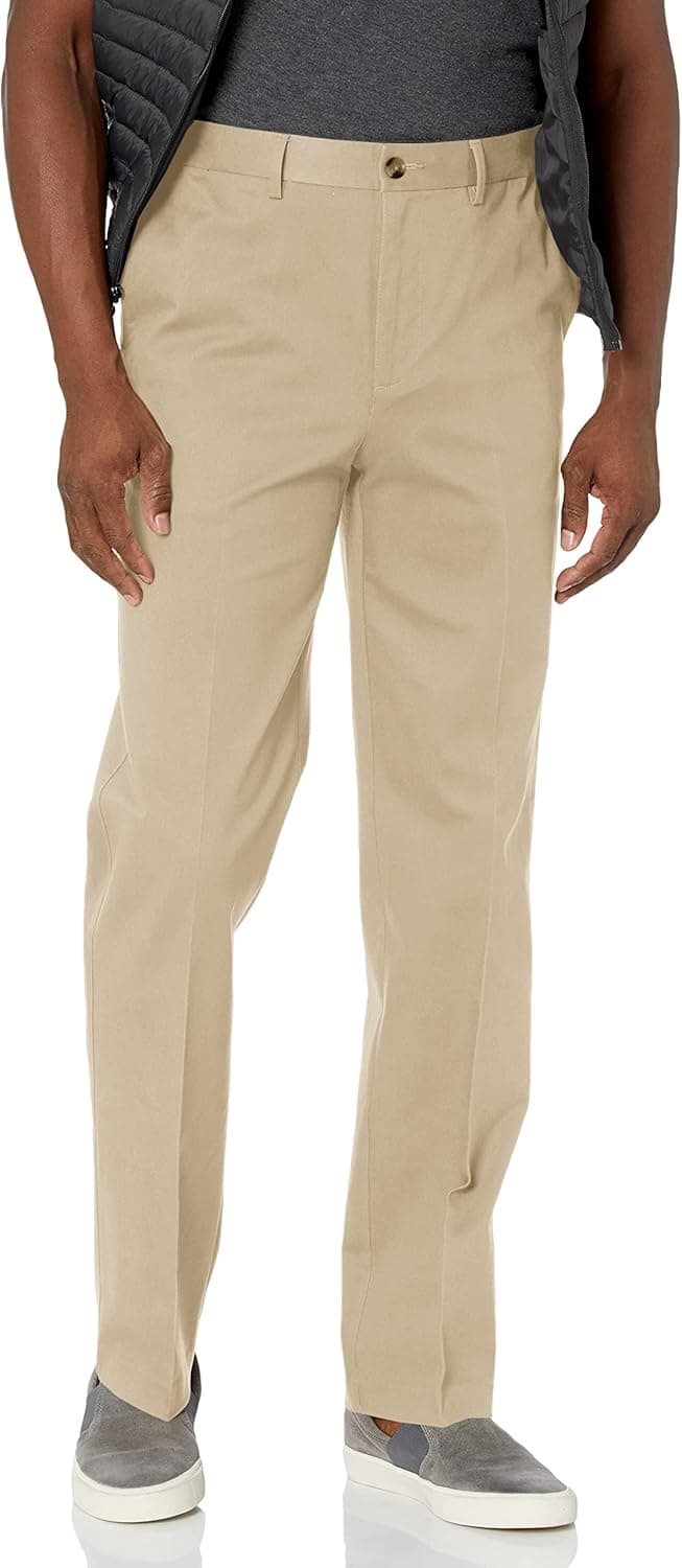 Savane Men's Flat Front Stretch Ultimate Performance Chino Pants with Expandable Waistband (Waist Size 30 - 40 Big & Tall)