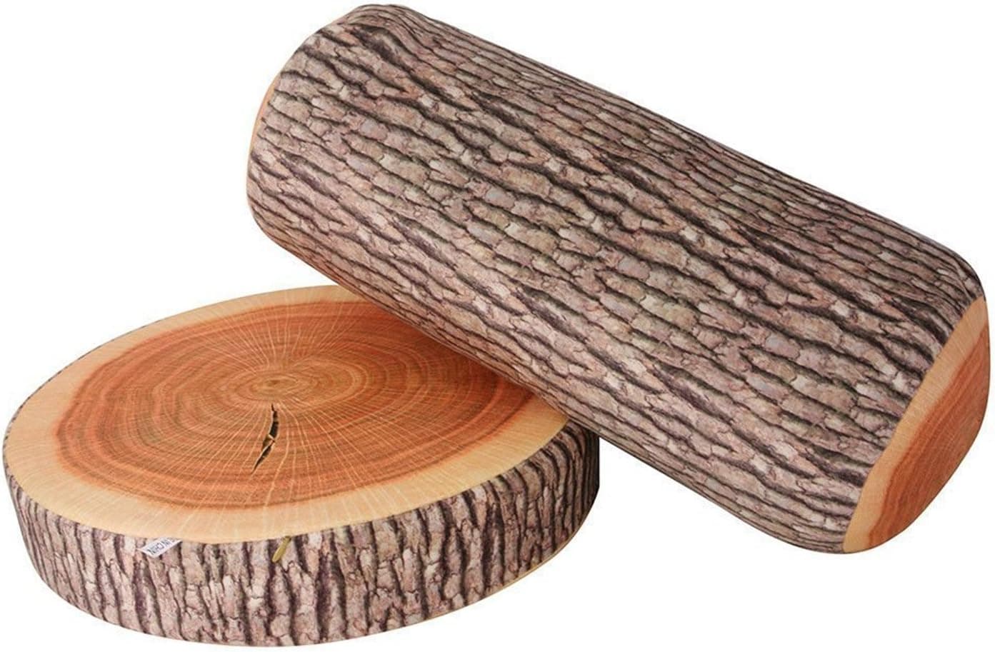 Yosoo Creative 3D Novelty Ginkgo Tree Wood Cushion + Stump Log Throw Pillow for Home Office Car Soft Decor Washable(Pack of 2) (Wood Cushion+ Throw Pillow)