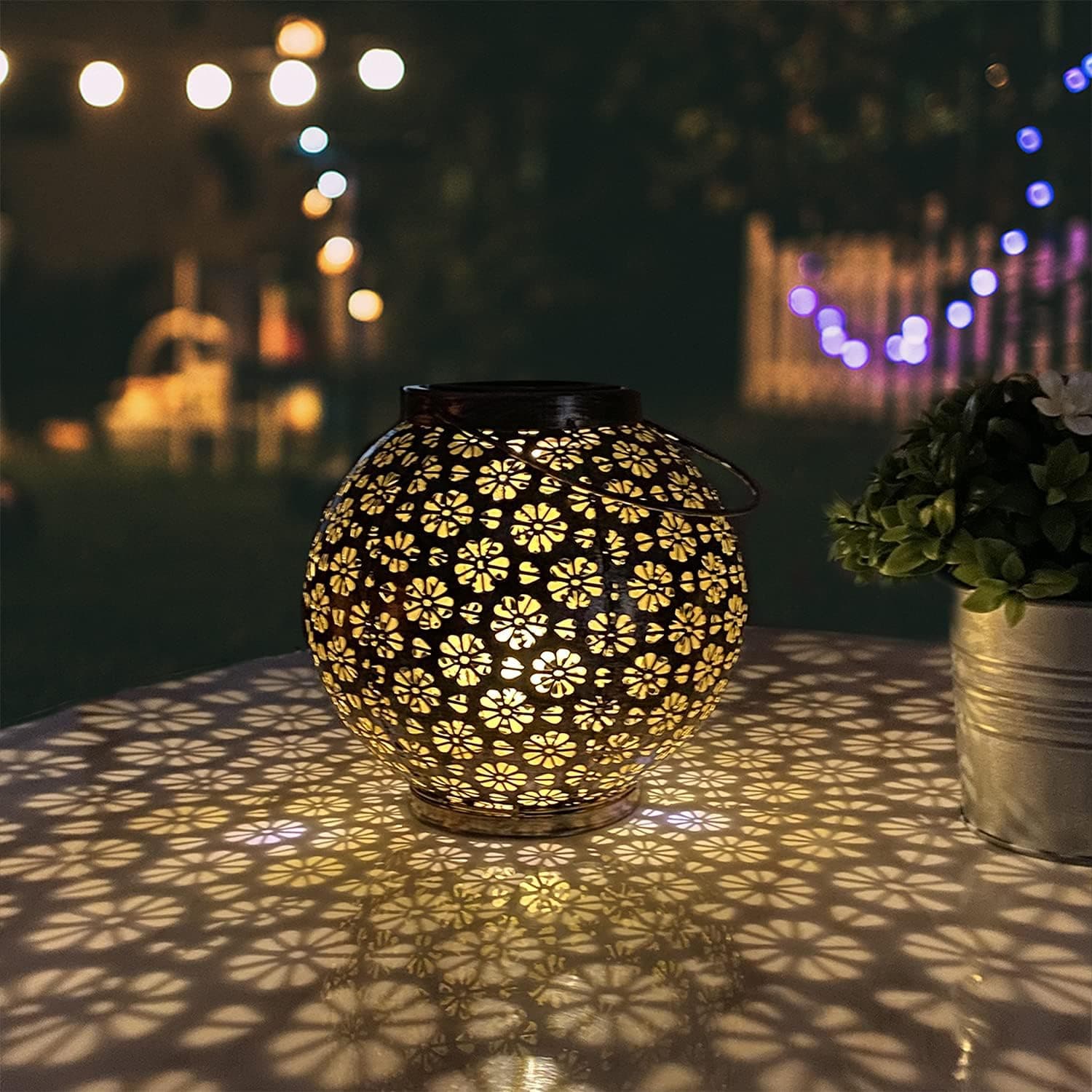 Solar Lantern Outdoor Hanging Lights 2022 New Version Largest and Brightnest Solar Lights Waterproof Metal Table Lamp for Garden, Yard, Tabletop, Patio, Lawn Decorative