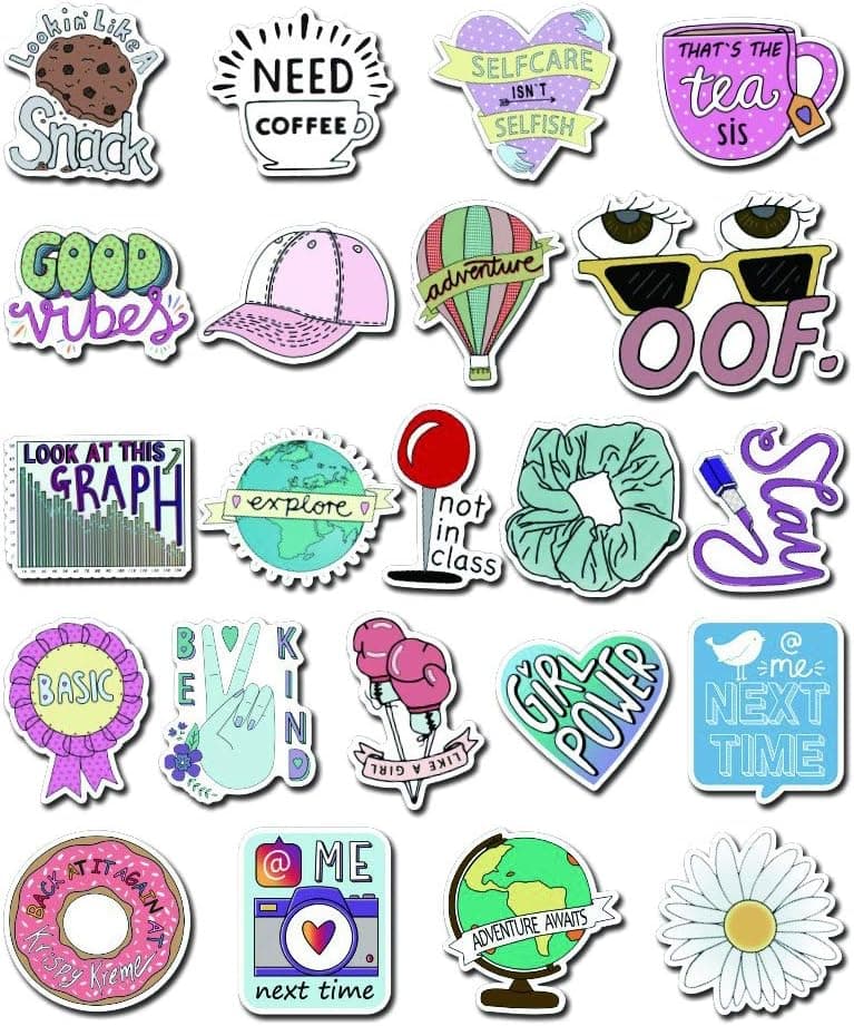 Mai Zi Vsco Stickers for Water Bottles 50 pcs Laptop Stickers Waterproof Stickers Pack Cute Aesthetics Stickers for Teens Girls (Multicolor)