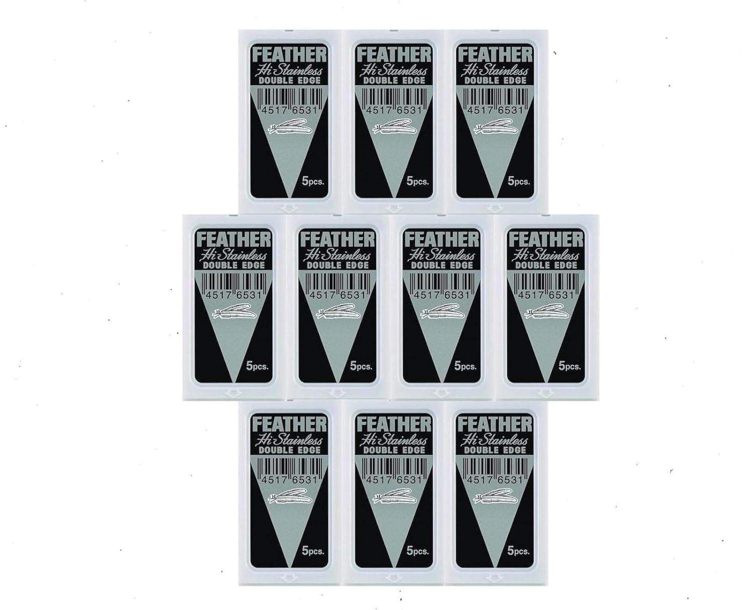 Feather Hi-Stainless Platinum Double Edge Razor Blades :: 50 Ct