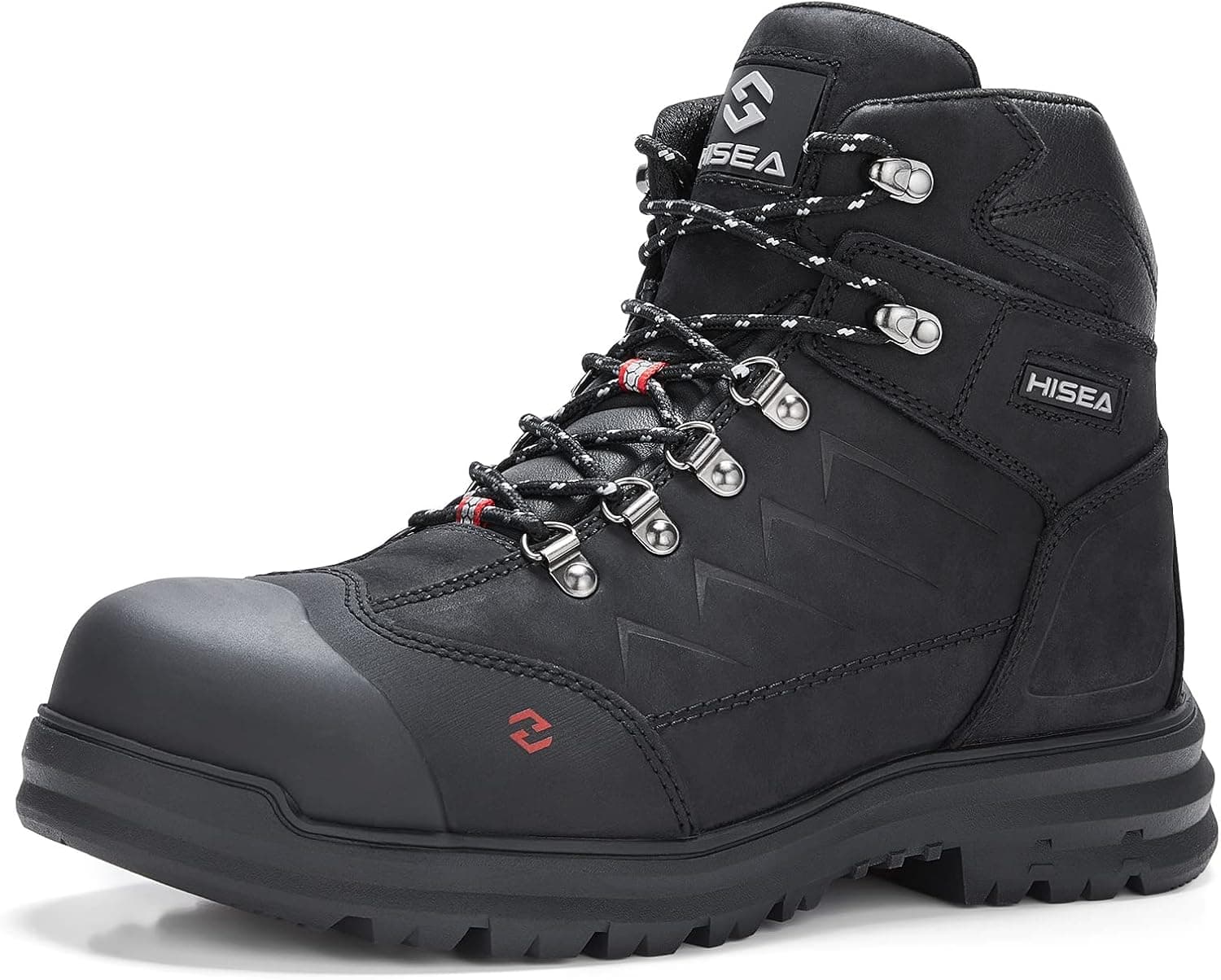 HISEA Men's Composite Toe Work Boots Full Grain Safety Leather Boots Slip Resistant Comfortable Impact Resistance Work Boots for Industrial & Construction