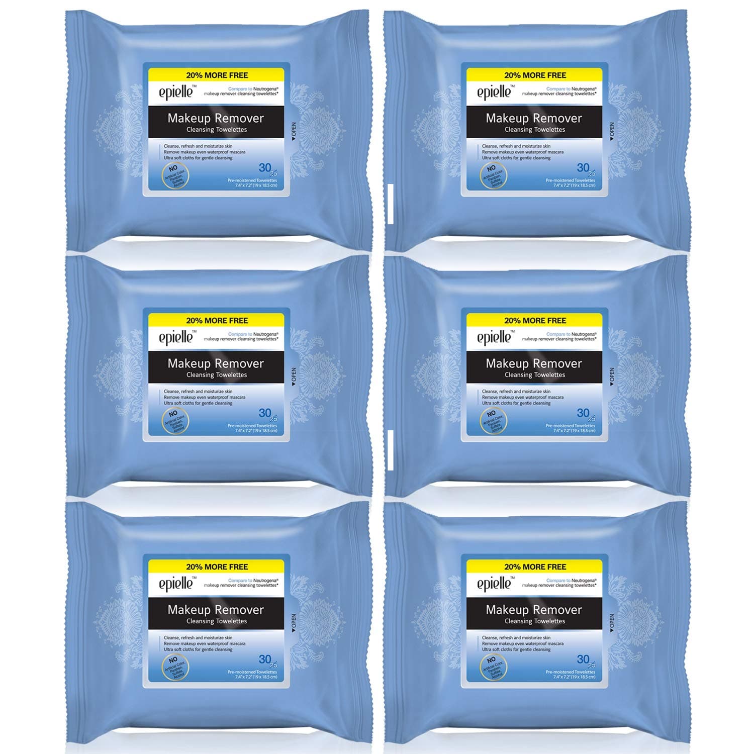 Epielle-Original Pre-Moistened Makeup Remover Tissues | Remove Oil, Makeup and Waterproof Mascara(Original 6 Pack)