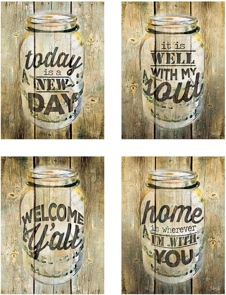 PICTURE IT ON CANVAS Four 12x16 Country Sayings Mason Jars by Marla Rae