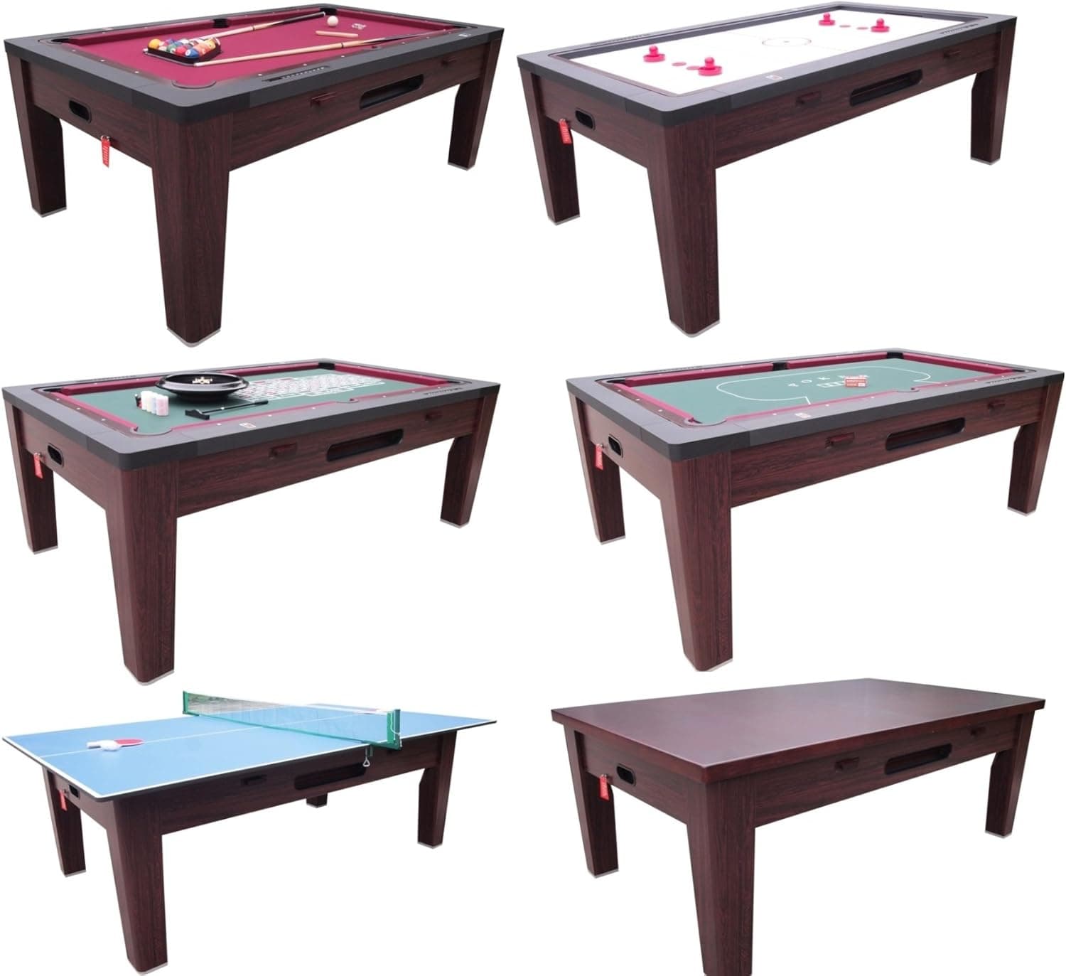 Berner Billiards 6 in 1 Multi Game Table in Walnut