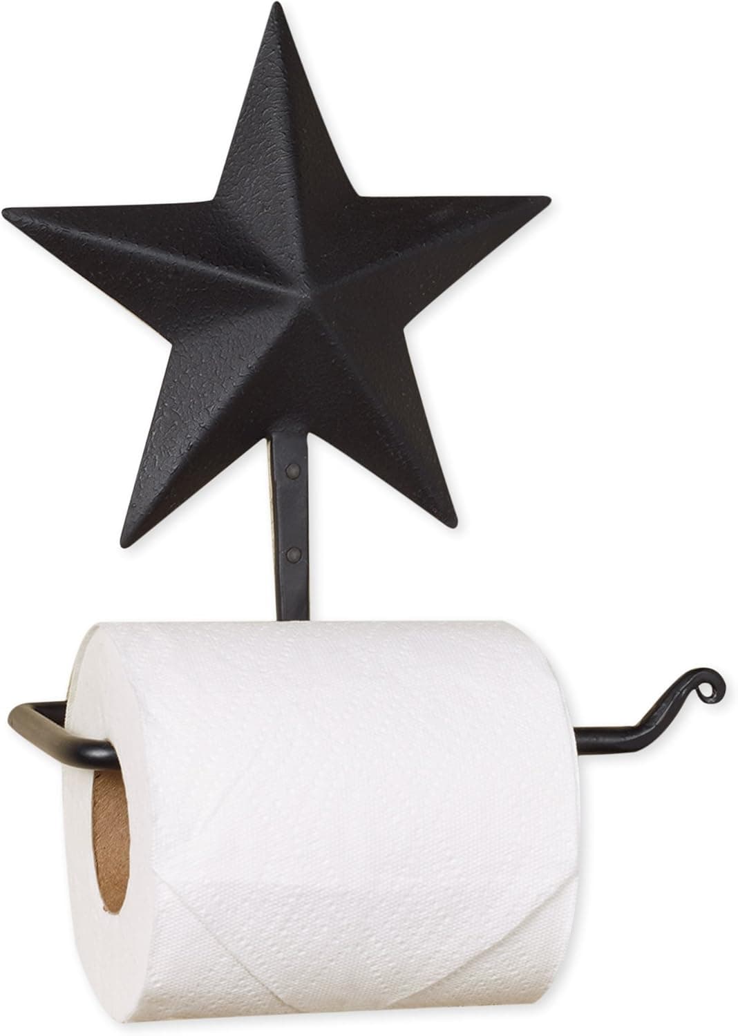 Black Barn Star 7 x 8 Inch Metal Toilet Paper Roll Holder