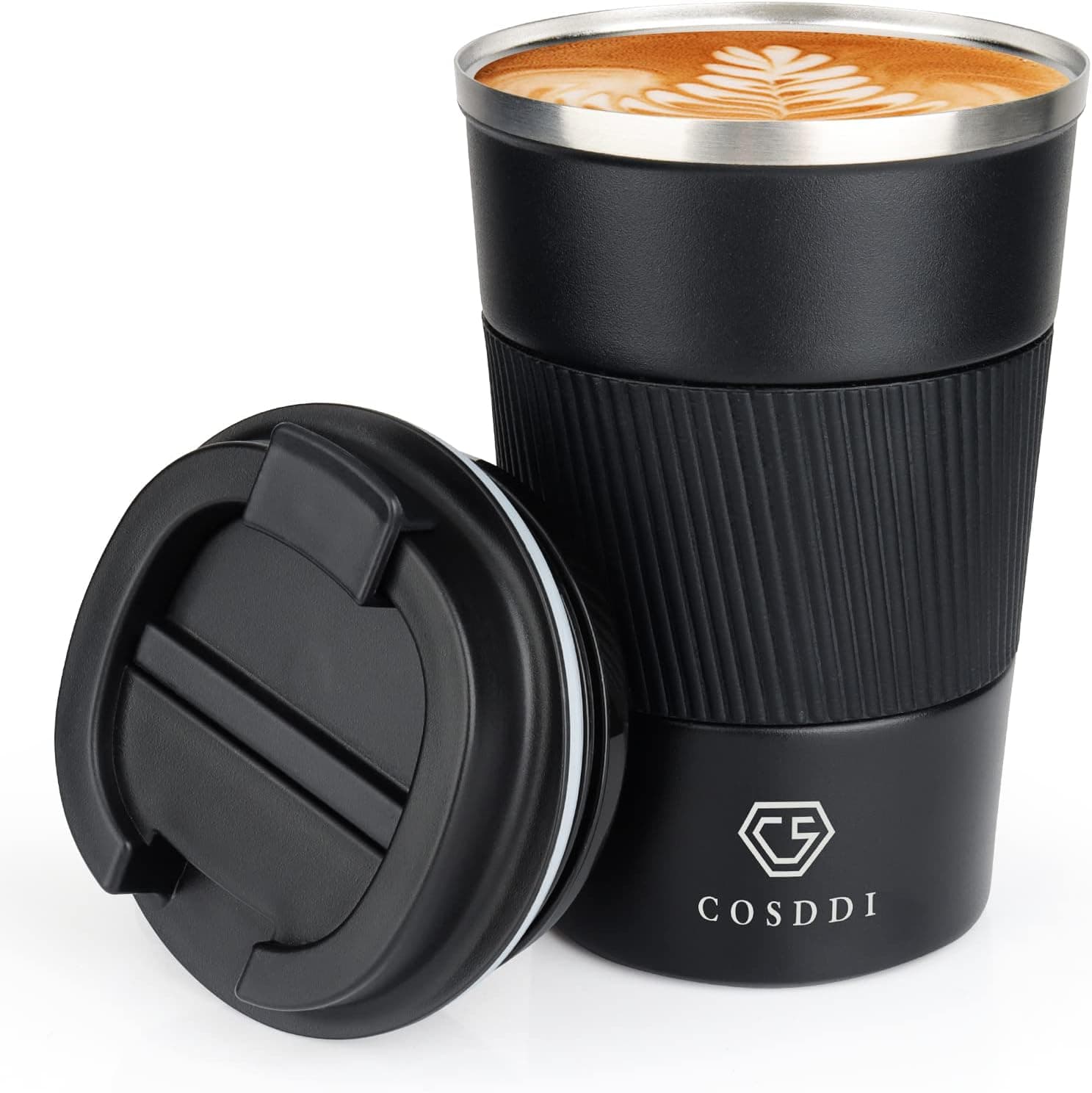 CS COSDDI 12 oz Stainless Steel Vacuum Insulated Tumbler - Coffee Travel Mug Spill Proof with Lid - Coffee Cups for Keep Hot/Ice Coffee,Tea and Beer (3rd Black)