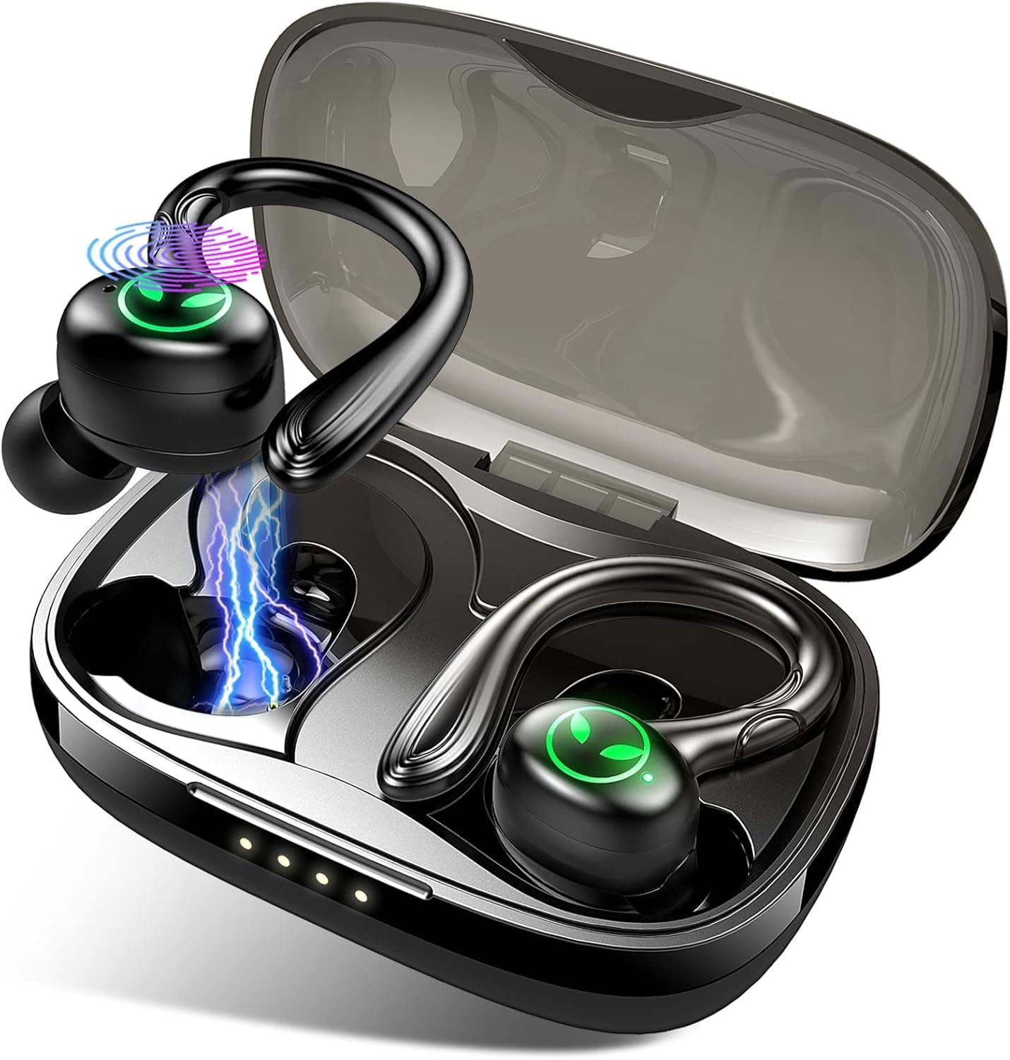 Wireless Earbud, Bluetooth 5.1 Sport Headphones with Earhooks, Wireless Earphones HiFi Stereo Bluetooth Earbud in Ear with Mic, 40H Playtime, IP7 Waterproof, Touch Control, Noise Cancelling, Running