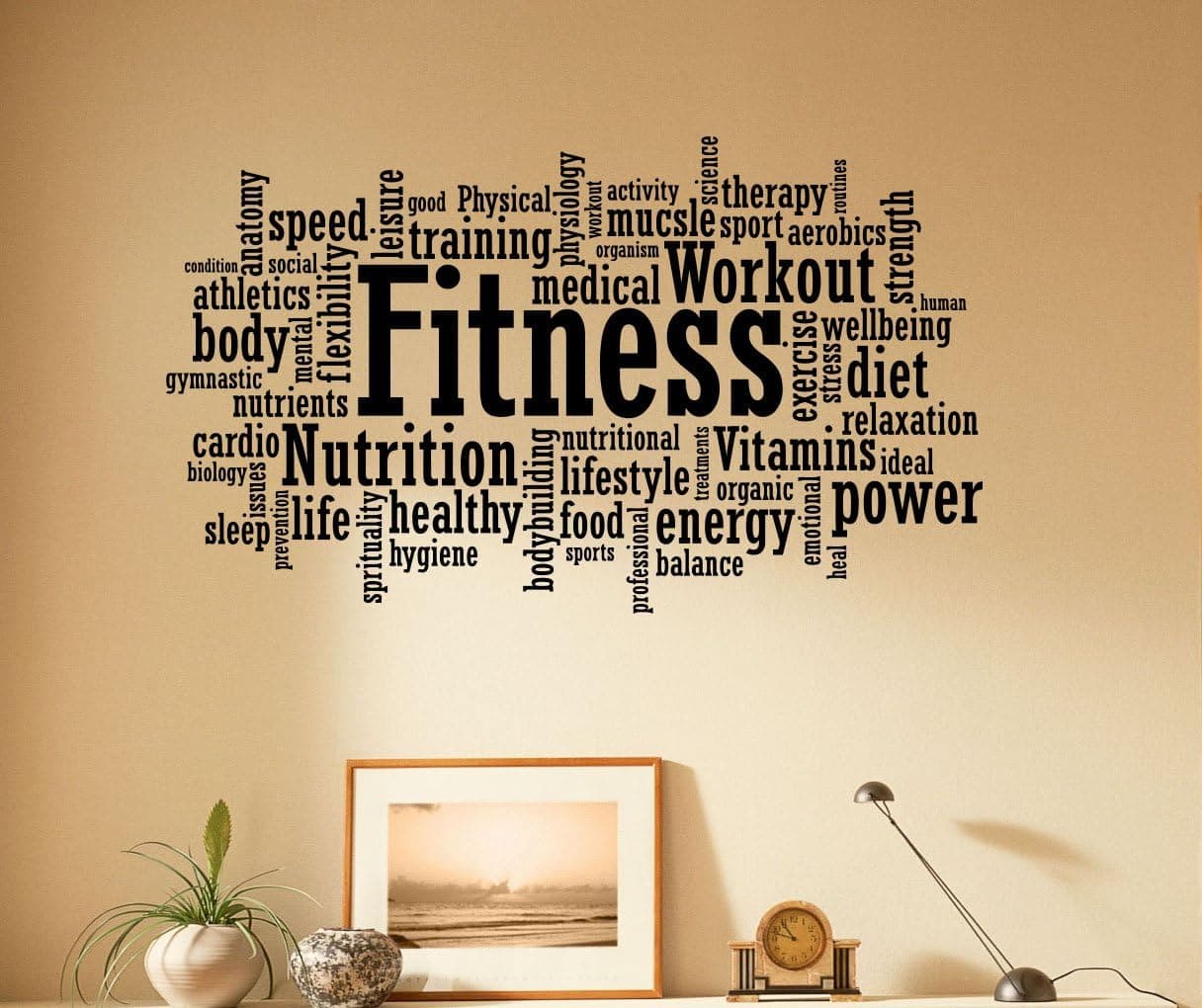 Fitness Gym Wall Decal Vinyl Sticker Sport Gym Motivation Words Wall Graphics Wall Decor Home Interior (12f01w)